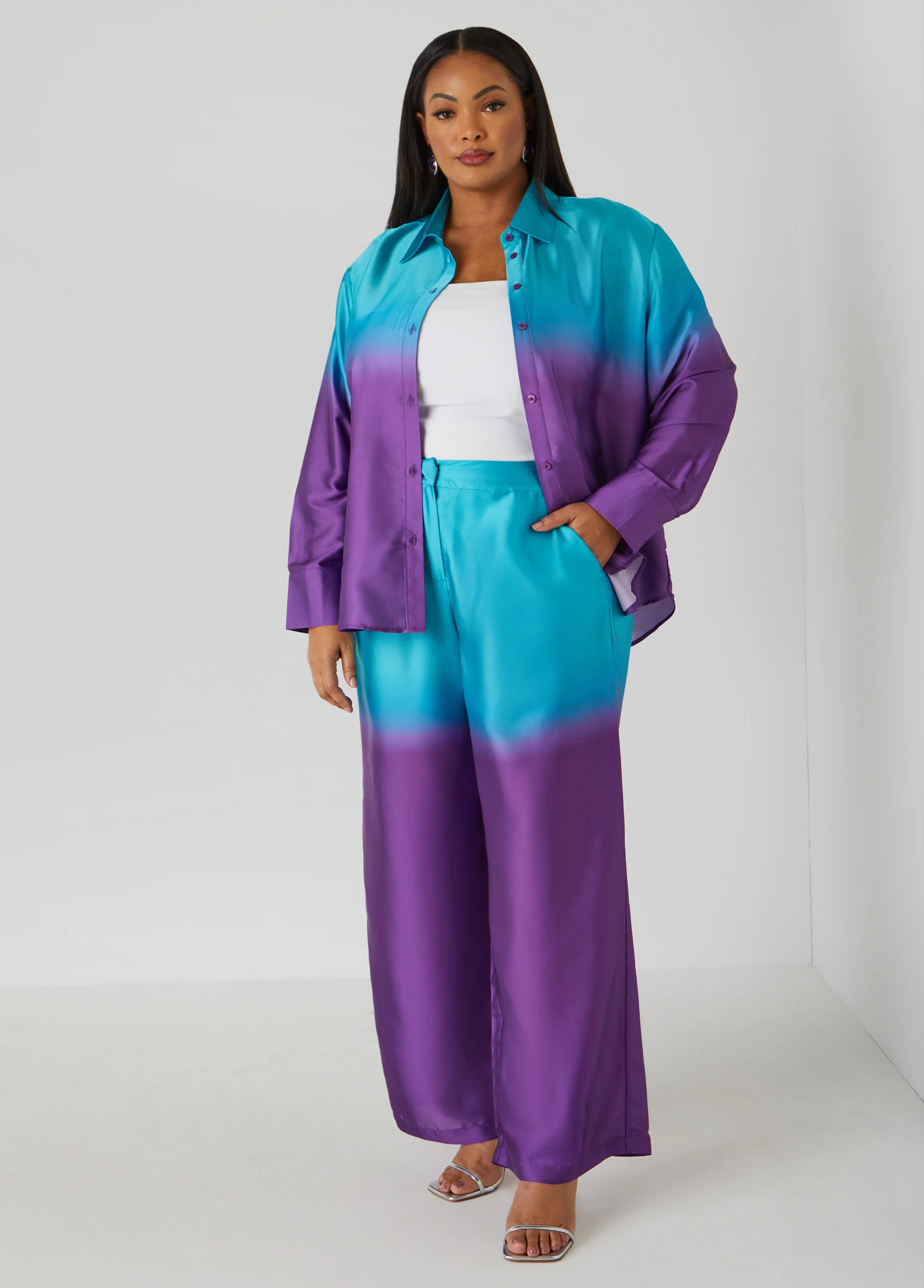 Ombre Satin Wide Leg Pants - Image 3