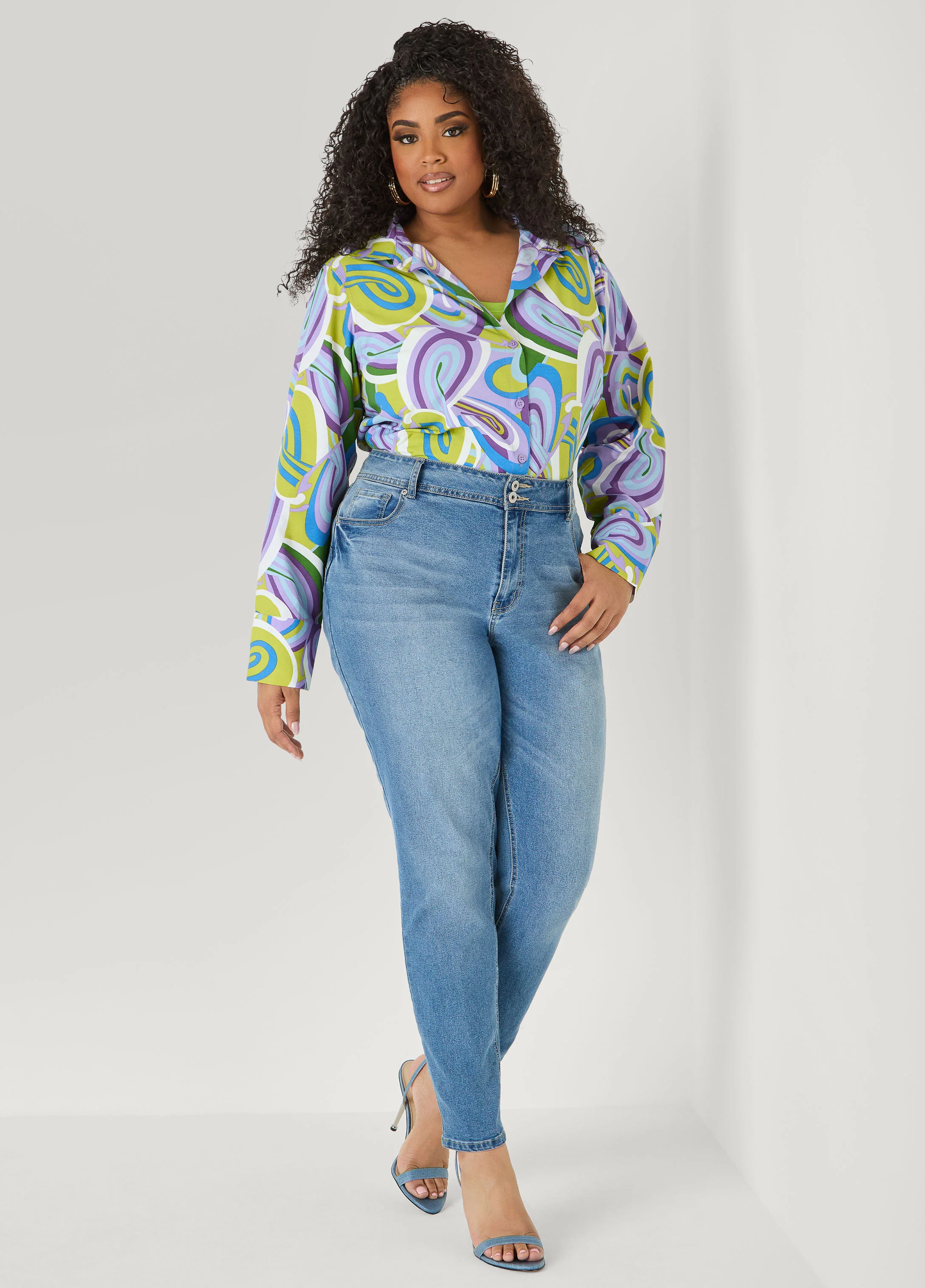 Swirl Print Collared Shirt - Image 3