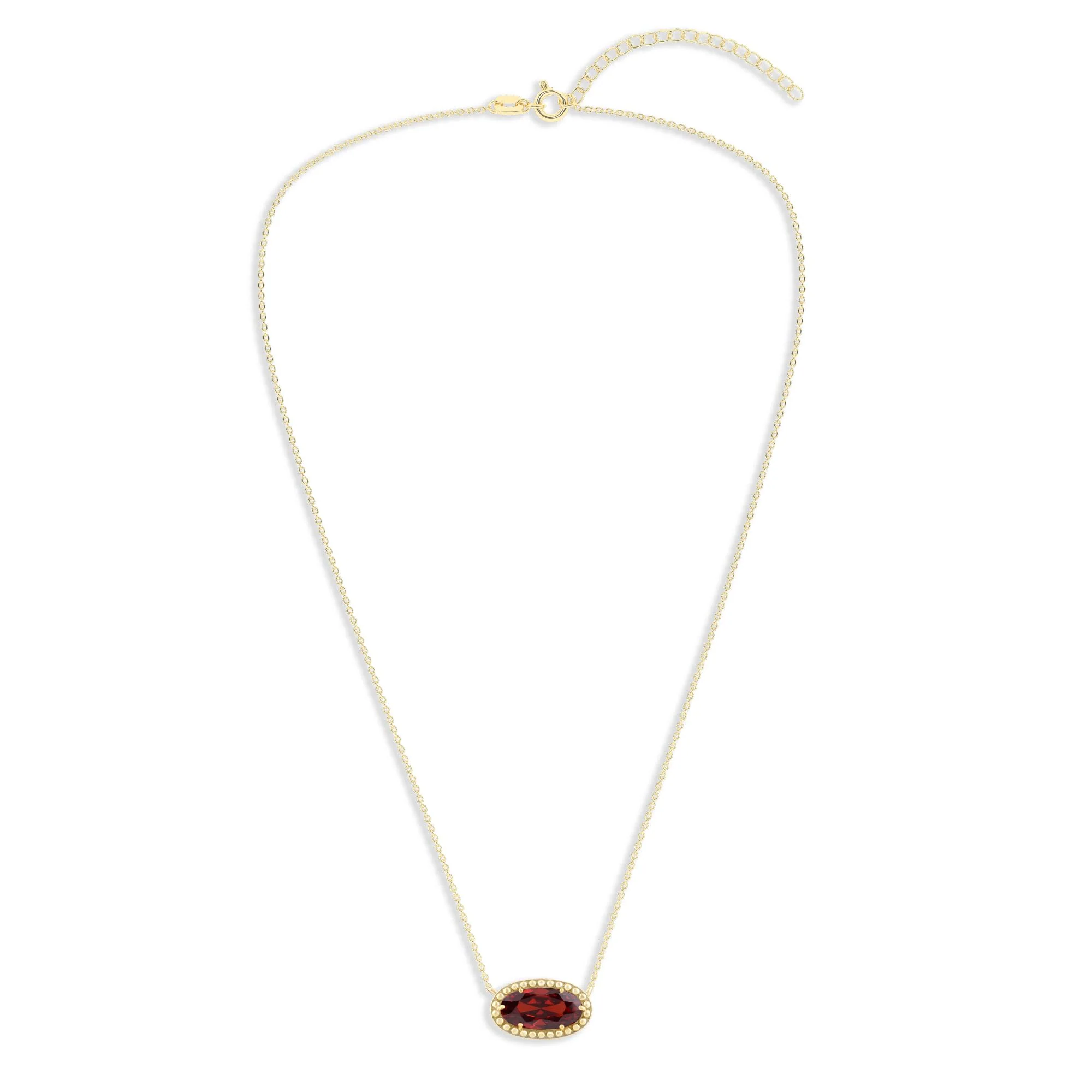 Oval Gemstone Necklace in 14K Gold Plated Sterling Silver, Oval Pendant Size 6 * 12mm, 15" Cable Chain with 2" Extender, Gift Box Included - Apr, White Zircon - Image 12