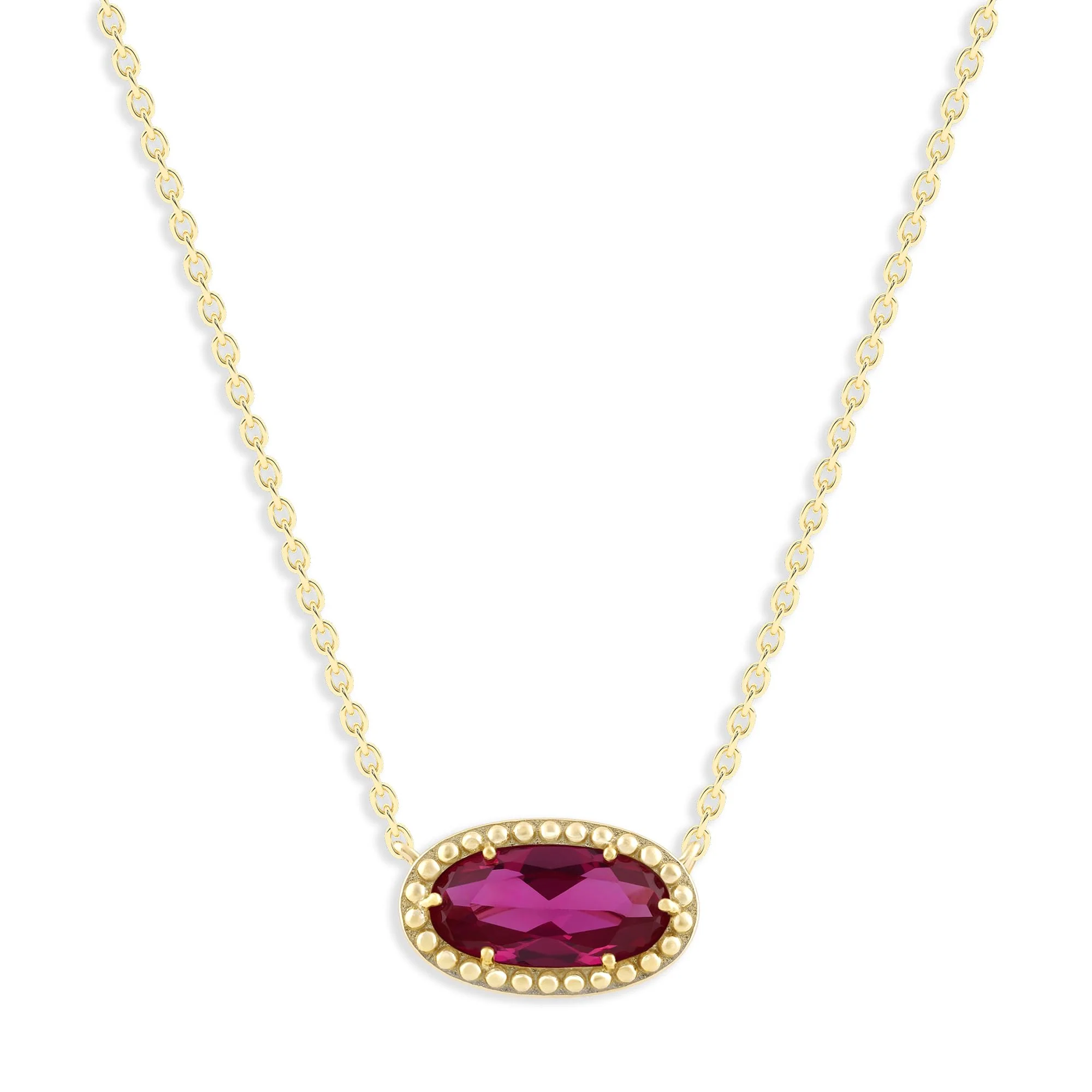 Oval Gemstone Necklace in 14K Gold Plated Sterling Silver, Oval Pendant Size 6 * 12mm, 15" Cable Chain with 2" Extender, Gift Box Included - Apr, White Zircon - Image 24