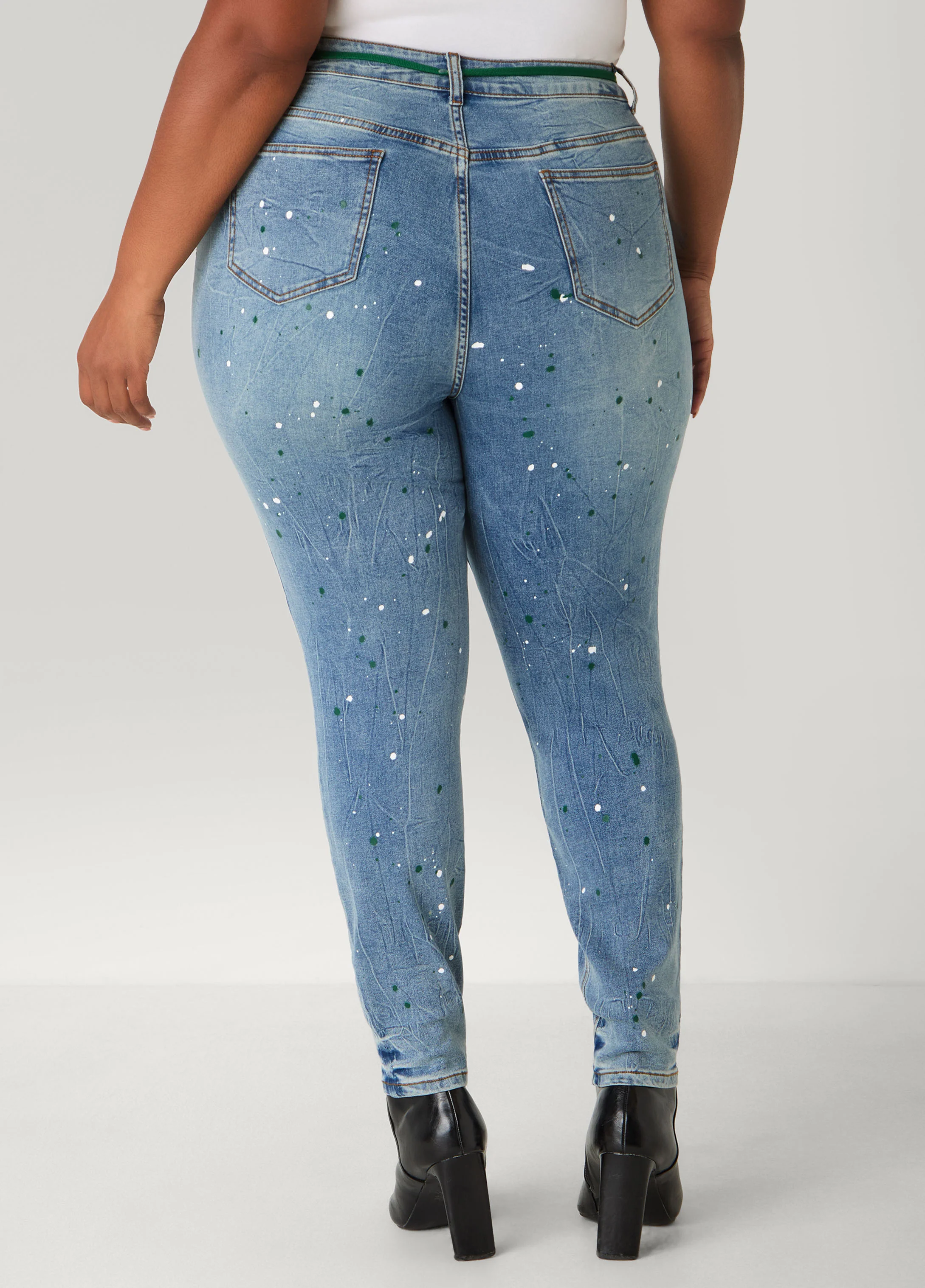 Ribbed Paneled Cutout Skinny Jeans - Image 2