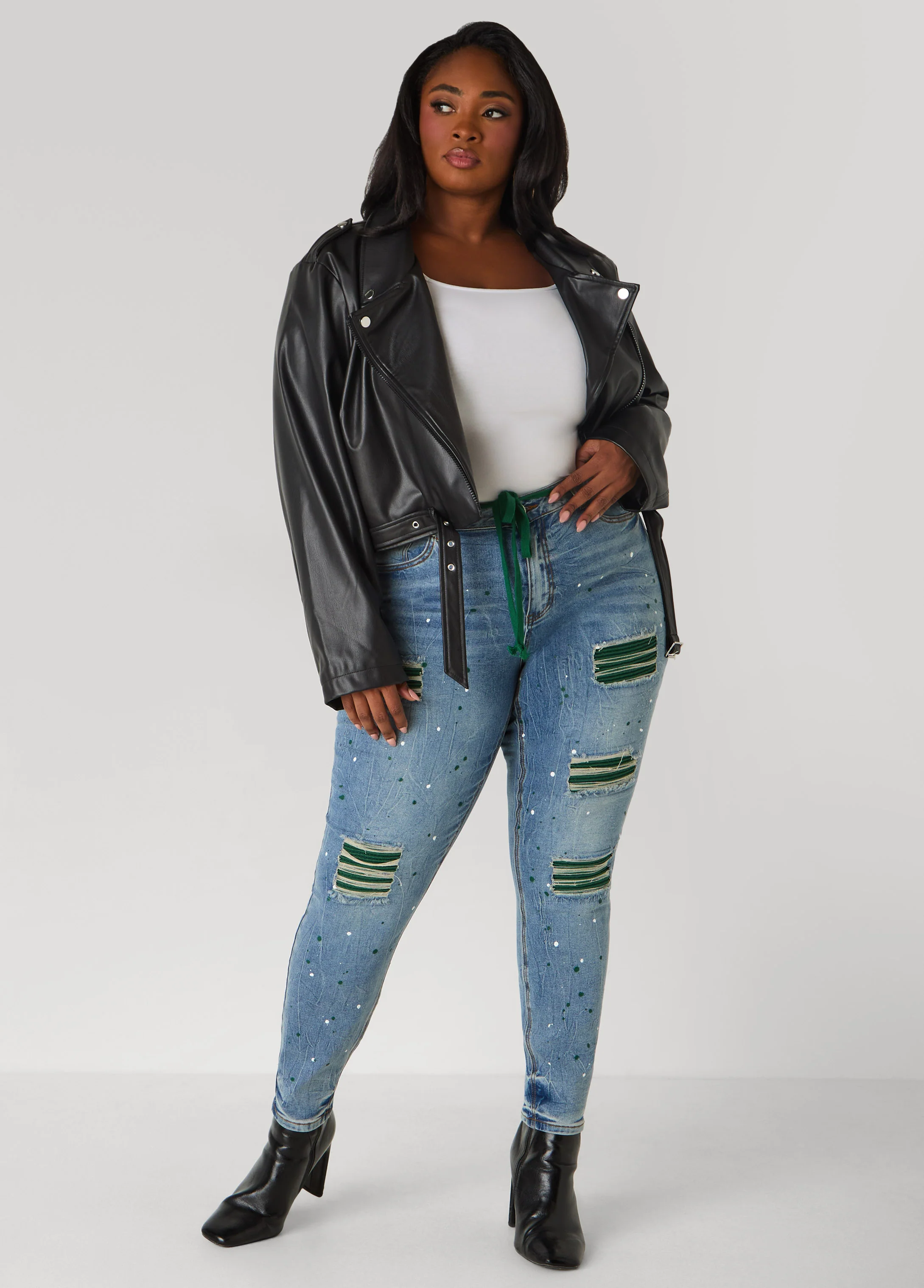 Ribbed Paneled Cutout Skinny Jeans - Image 3