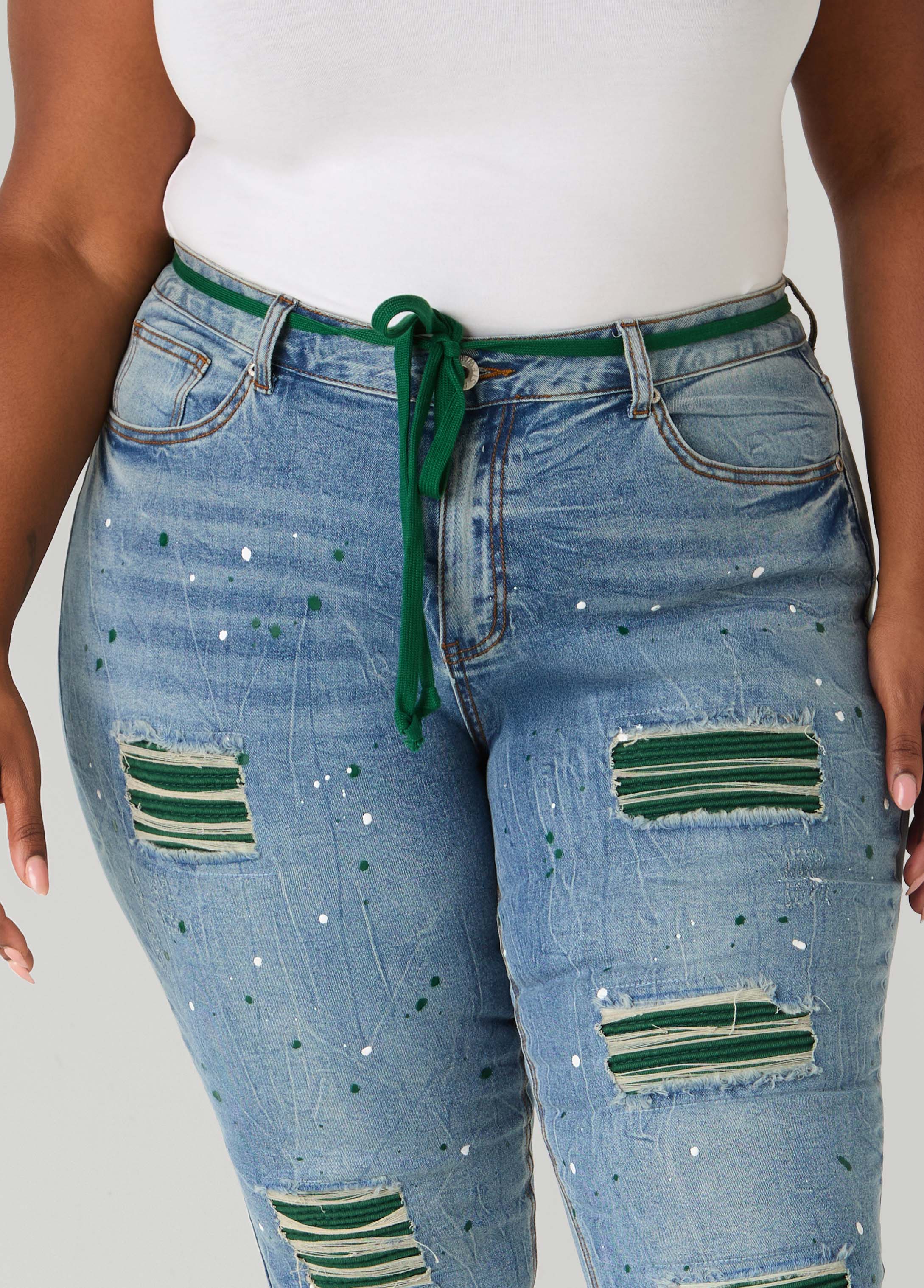 Ribbed Paneled Cutout Skinny Jeans - Image 4