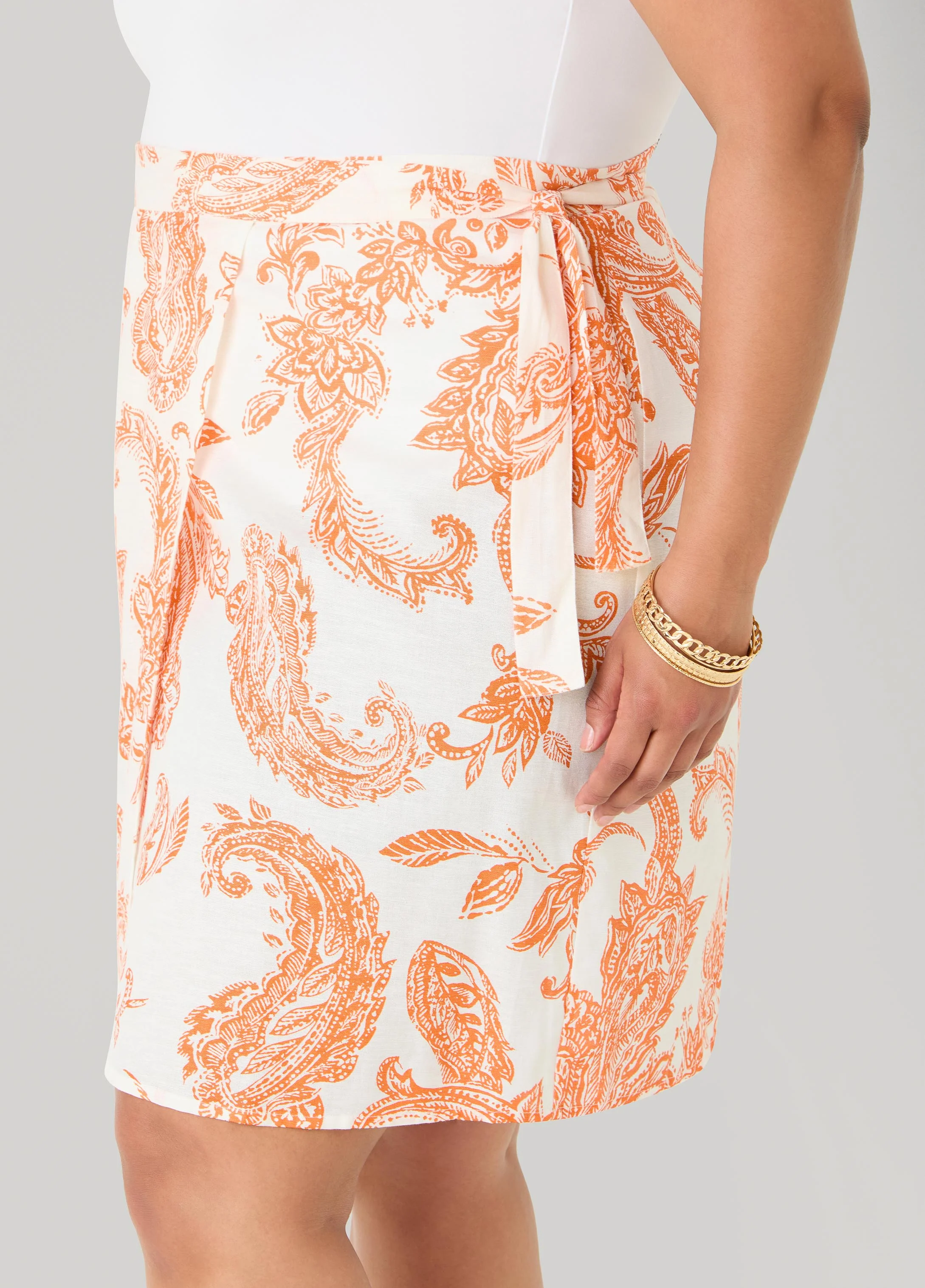 Paisley Print Wrap Skirt - Image 7