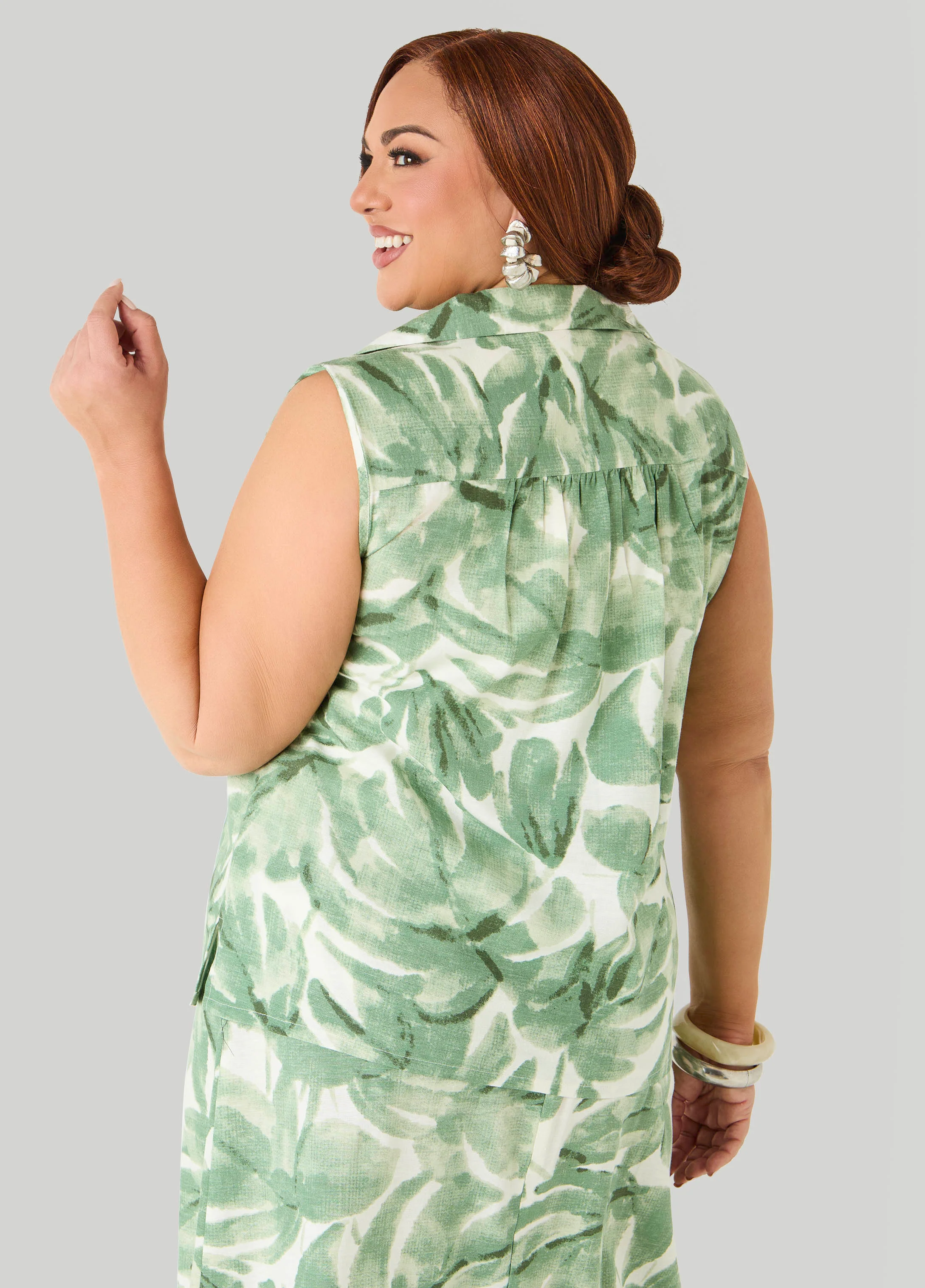 Palm Print Linen Blend Shirt - Image 2