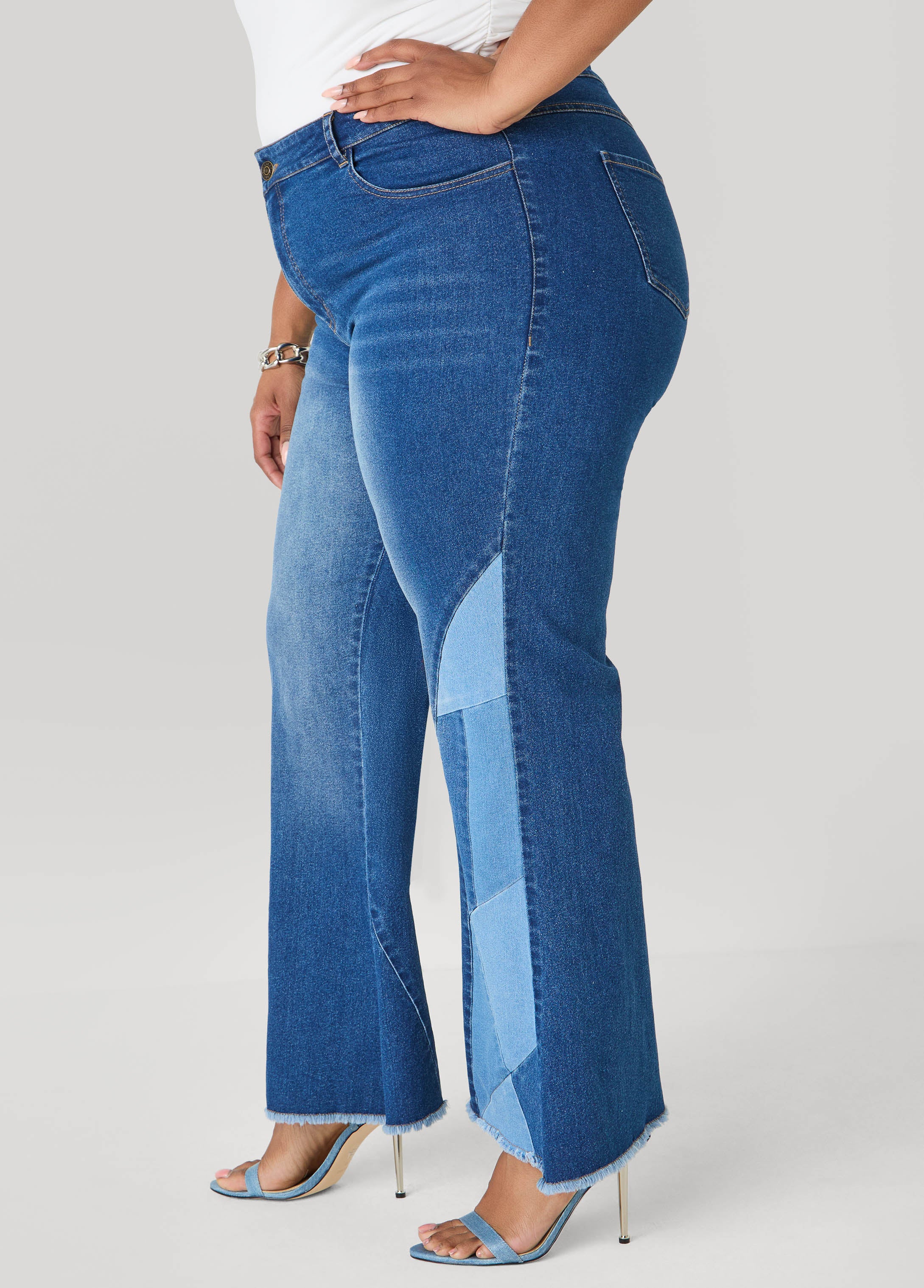 Patchwork Flared Jeans - Image 4