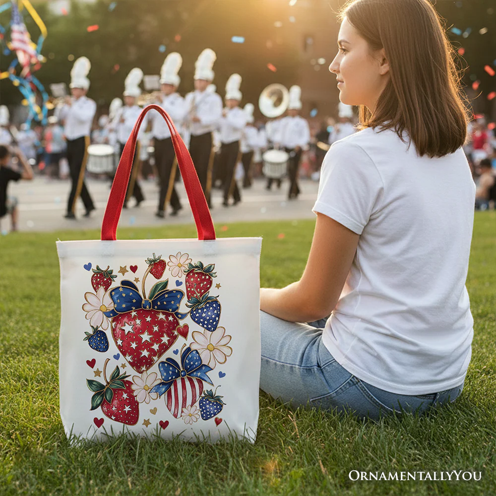 Patriotic Strawberries Tote Bag - Image 2