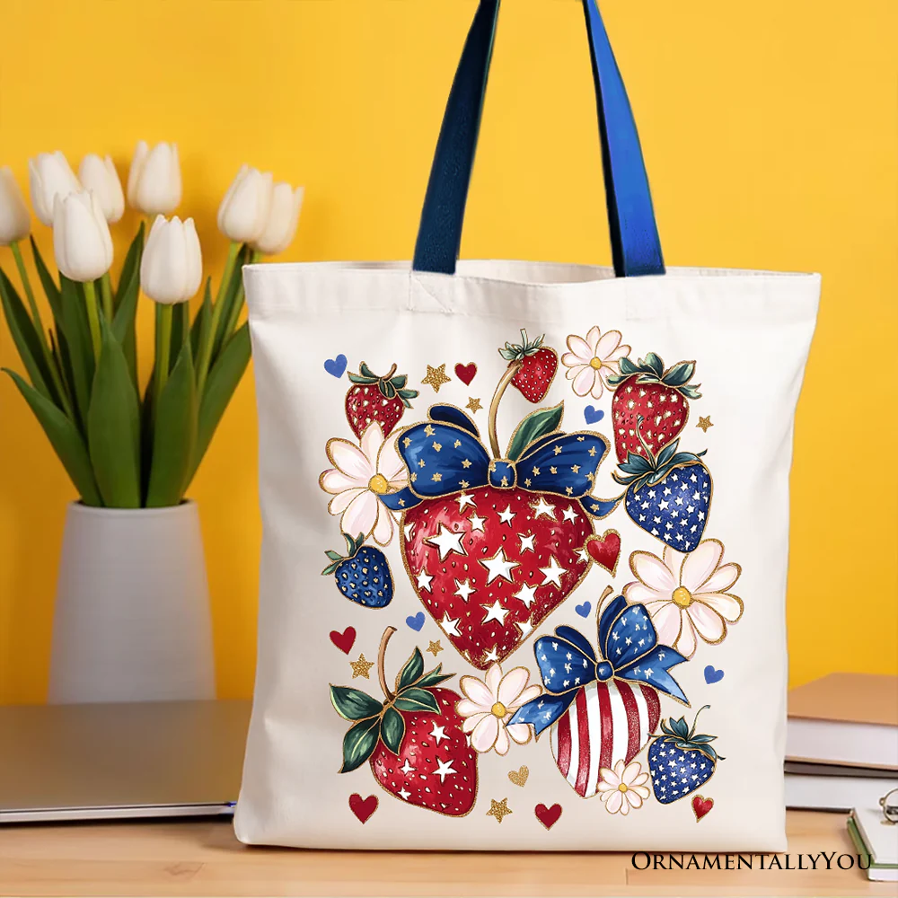 Patriotic Strawberries Tote Bag - Image 5