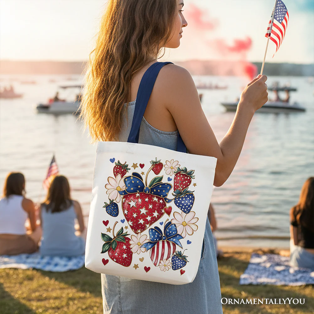 Patriotic Strawberries Tote Bag - Image 6