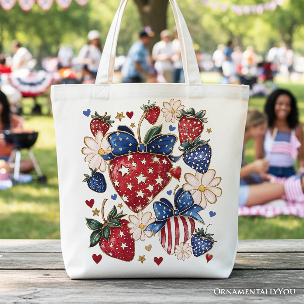 Patriotic Strawberries Tote Bag - Image 7