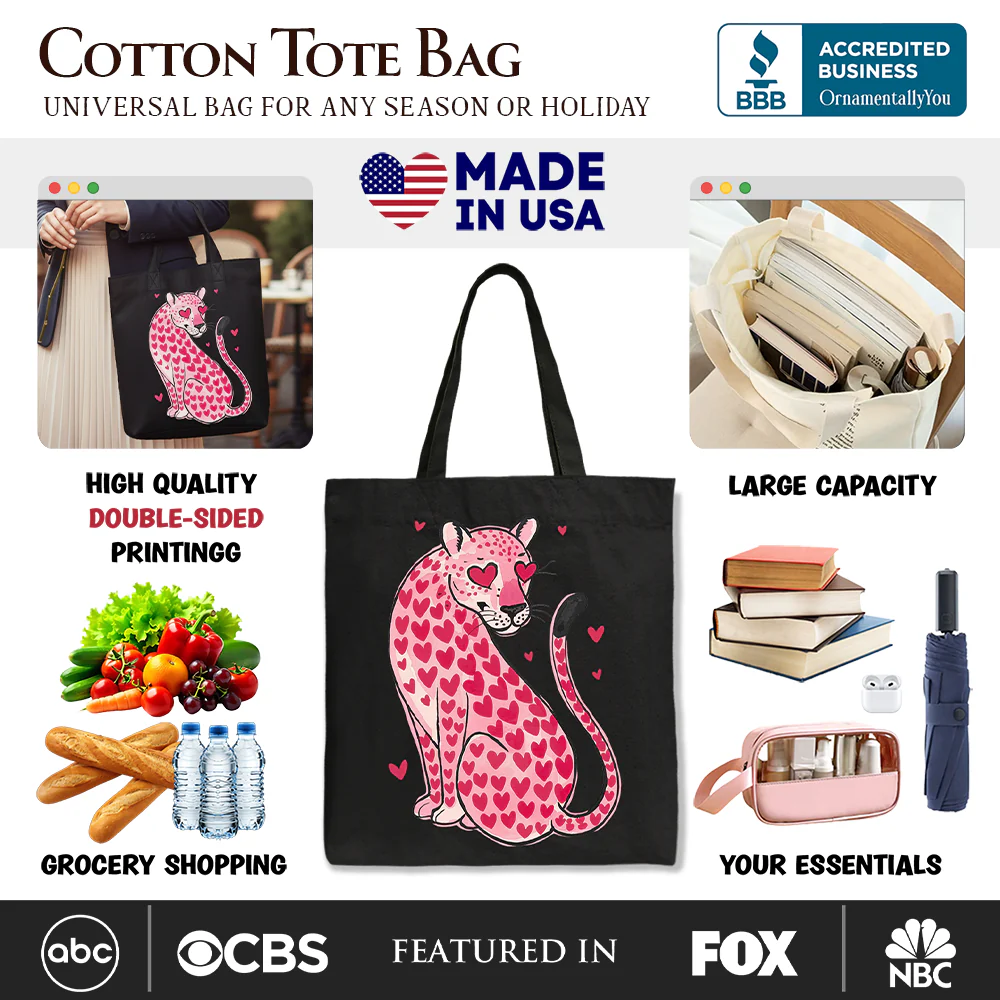 Leopard Valentine Canvas Tote Bag - Image 2