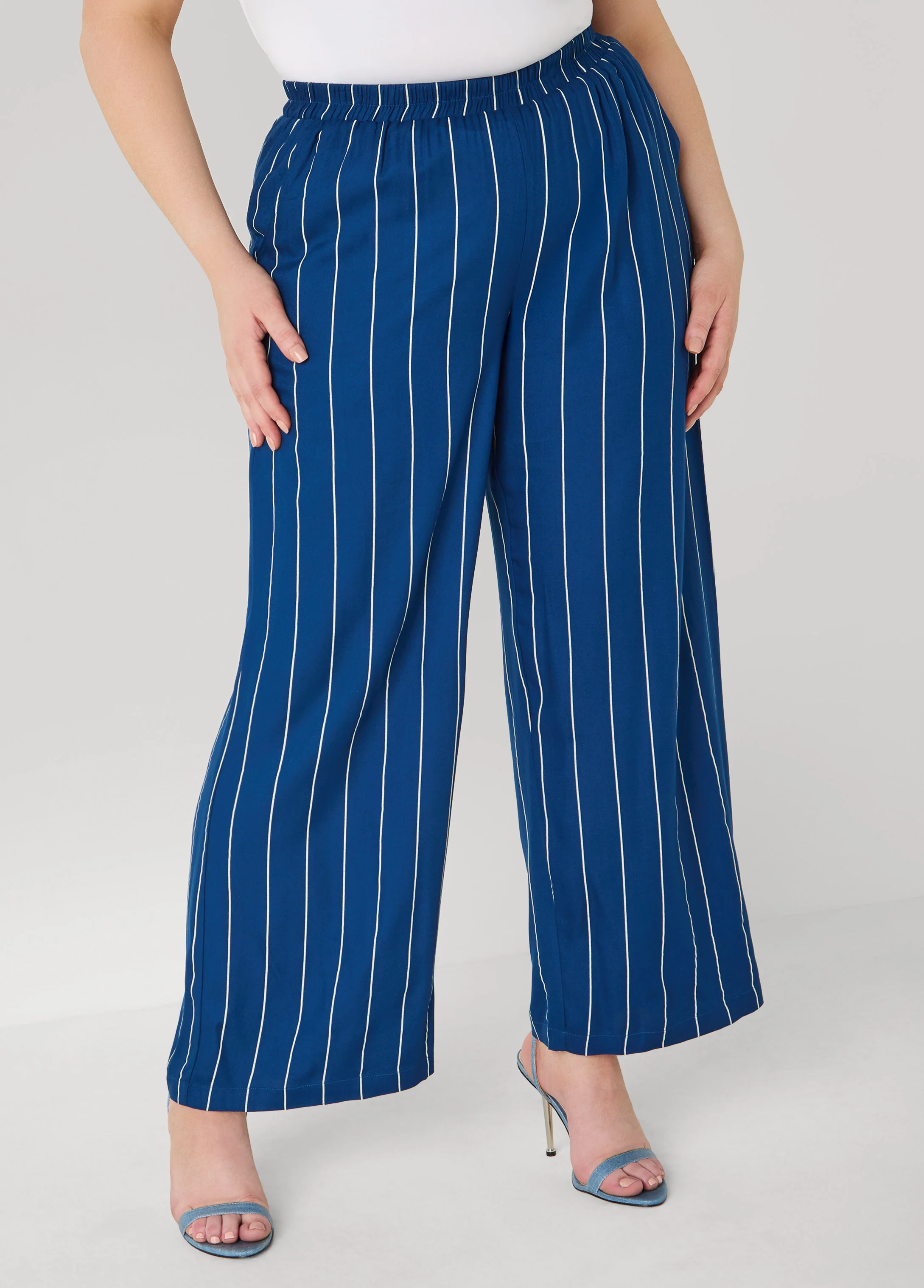 Pinstriped Pull On Pants - Image 3