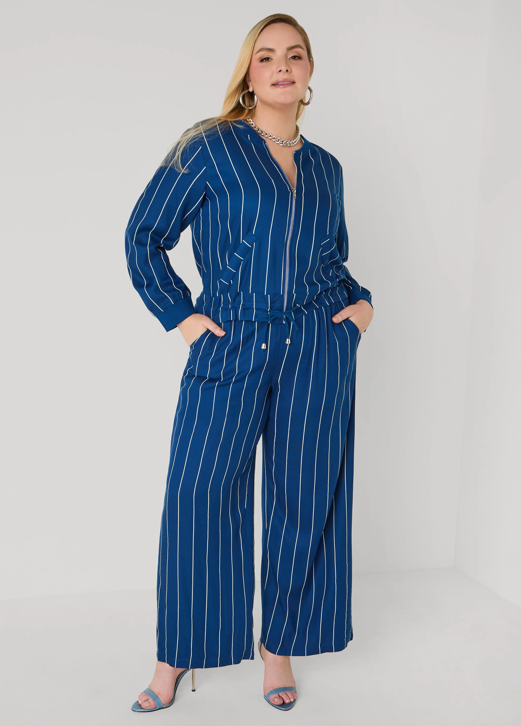 Pinstriped Pull On Pants - Image 4