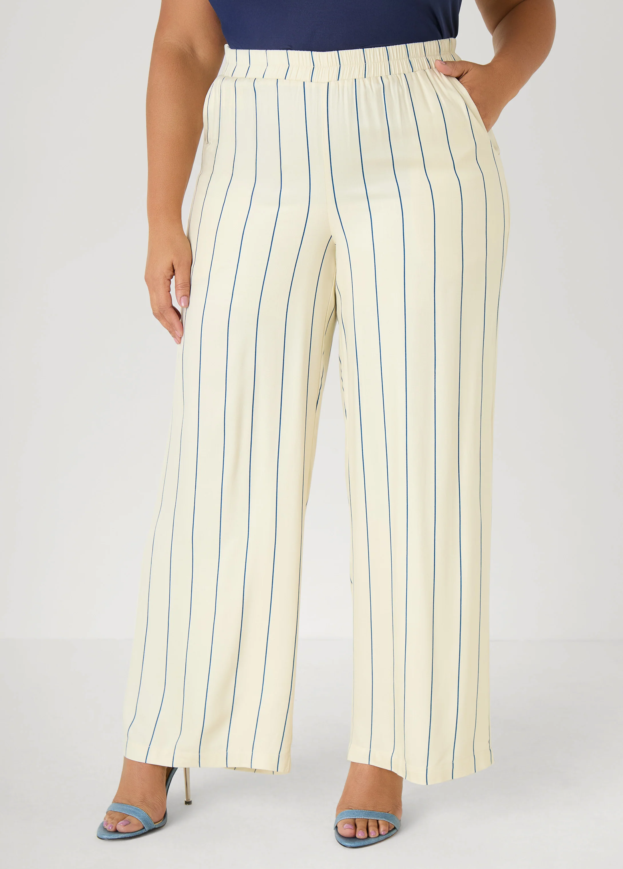 Pinstriped Pull On Pants - Image 7