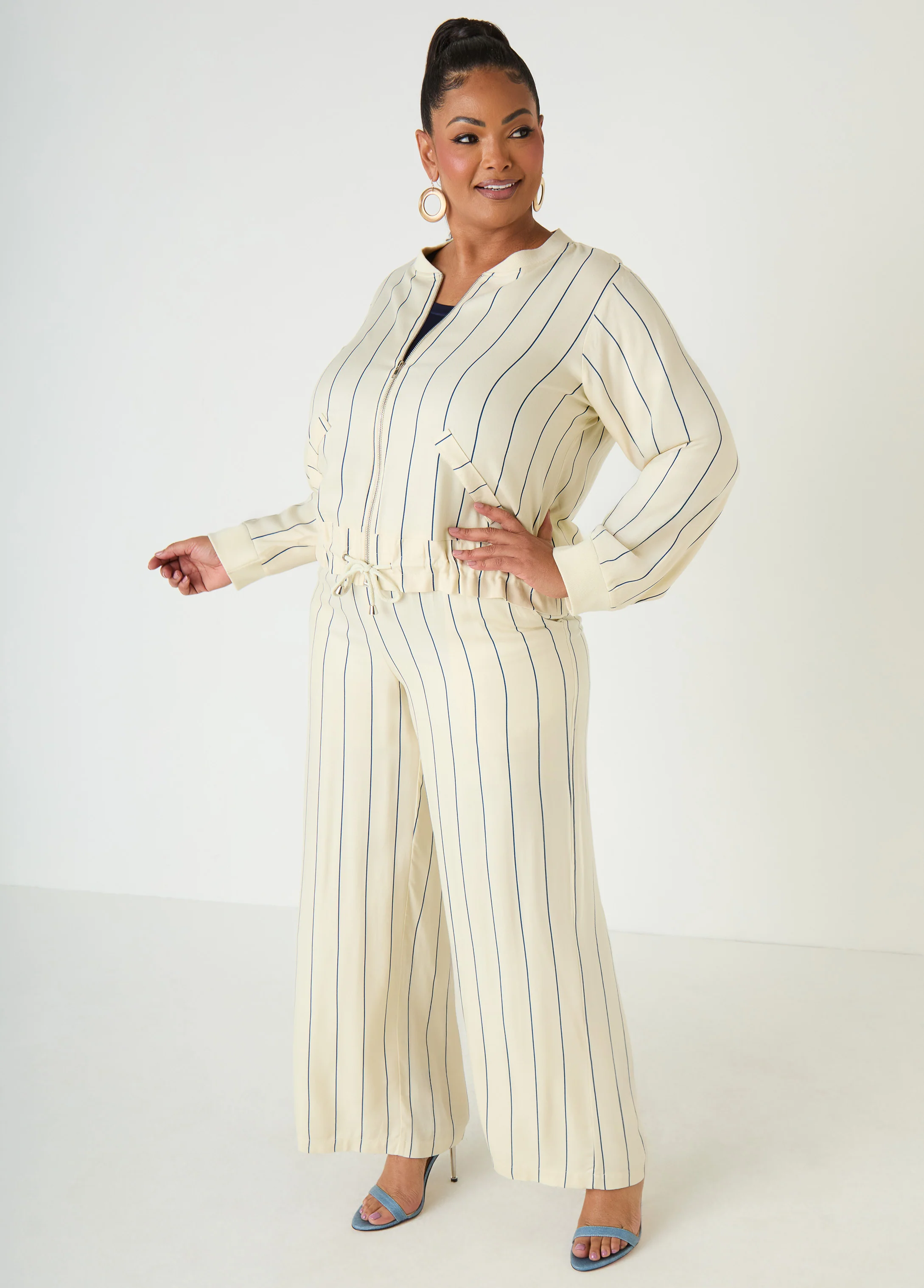 Pinstriped Pull On Pants - Image 8