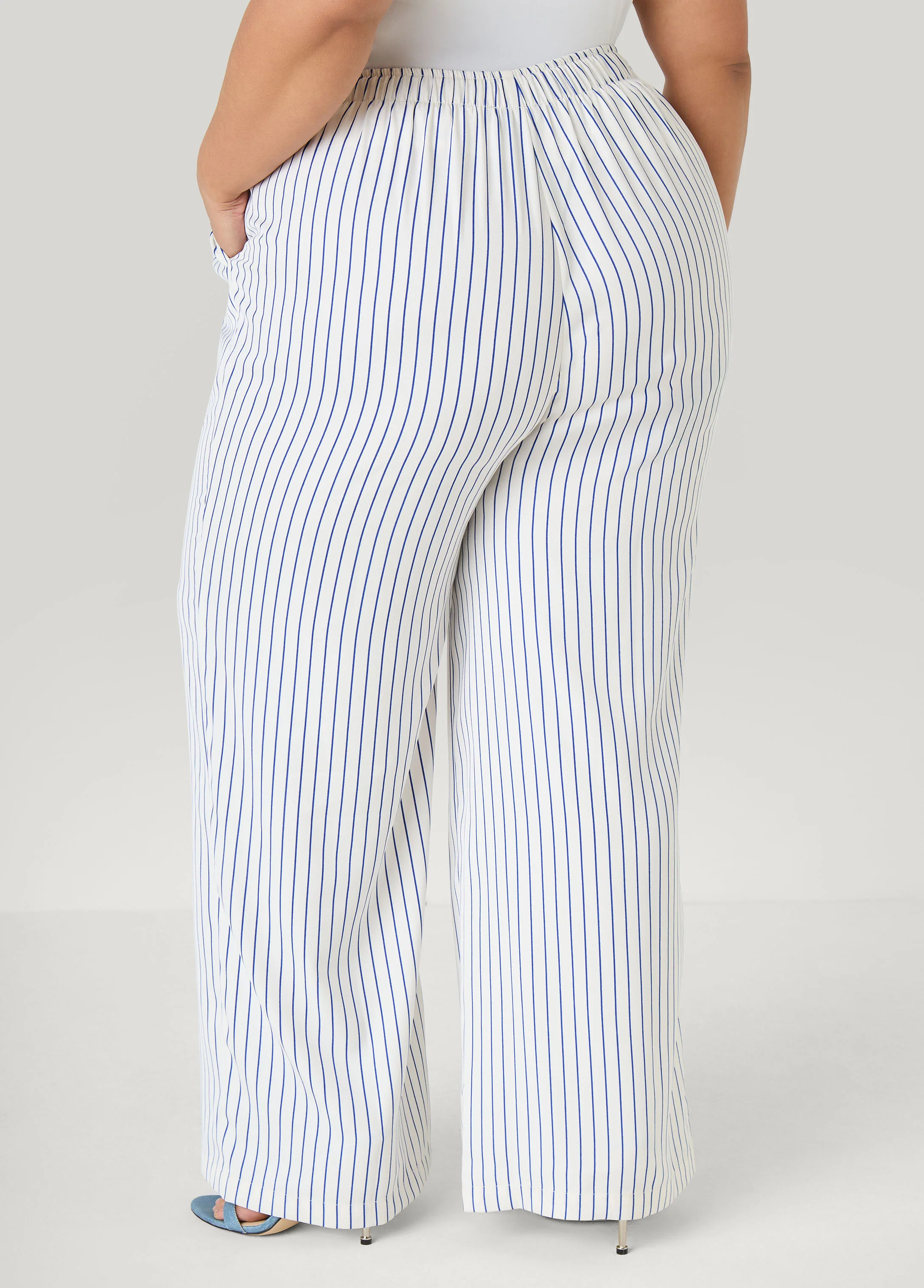 Pinstriped Wide Leg Pants - Image 2