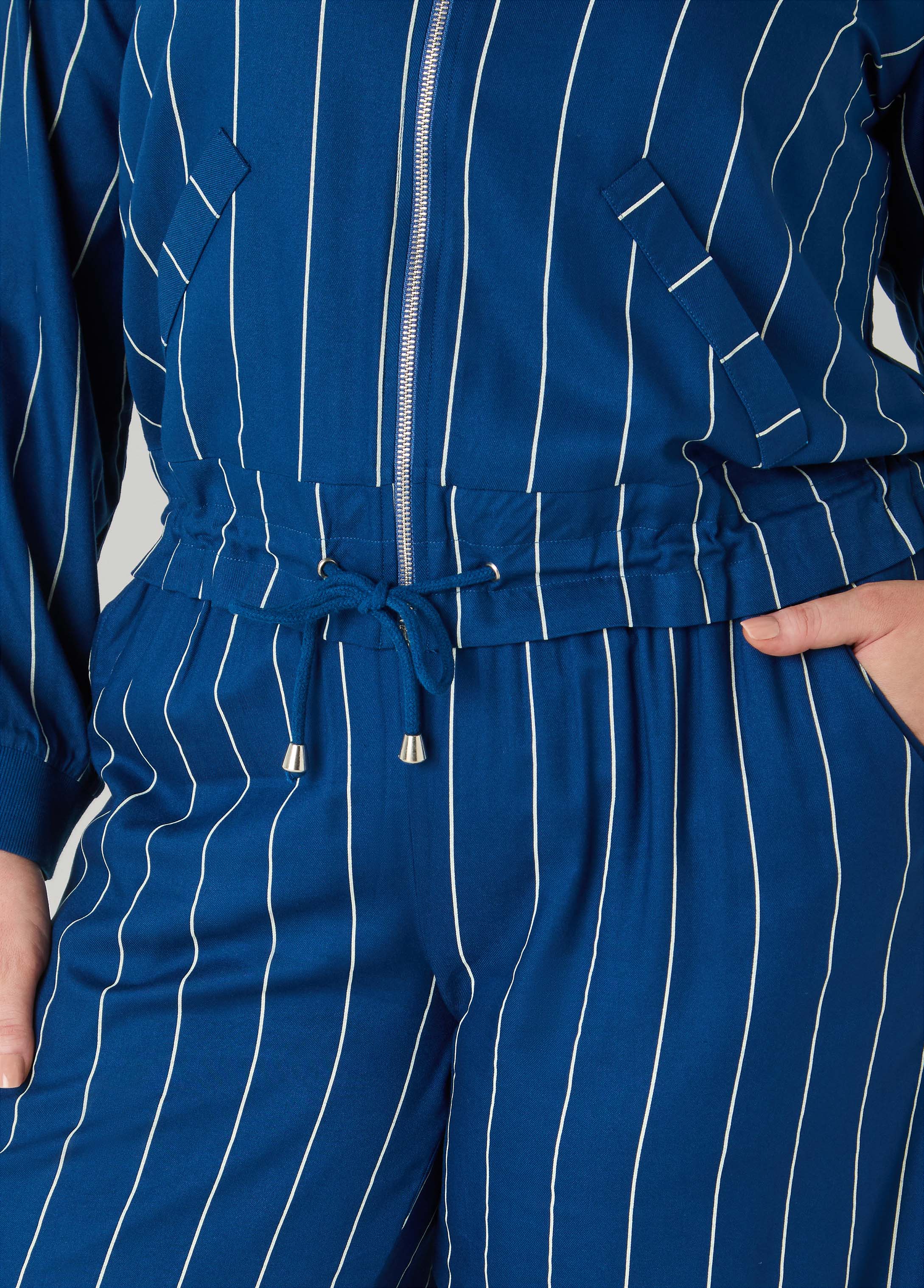 Pinstriped Zip Front Jacket - Image 5