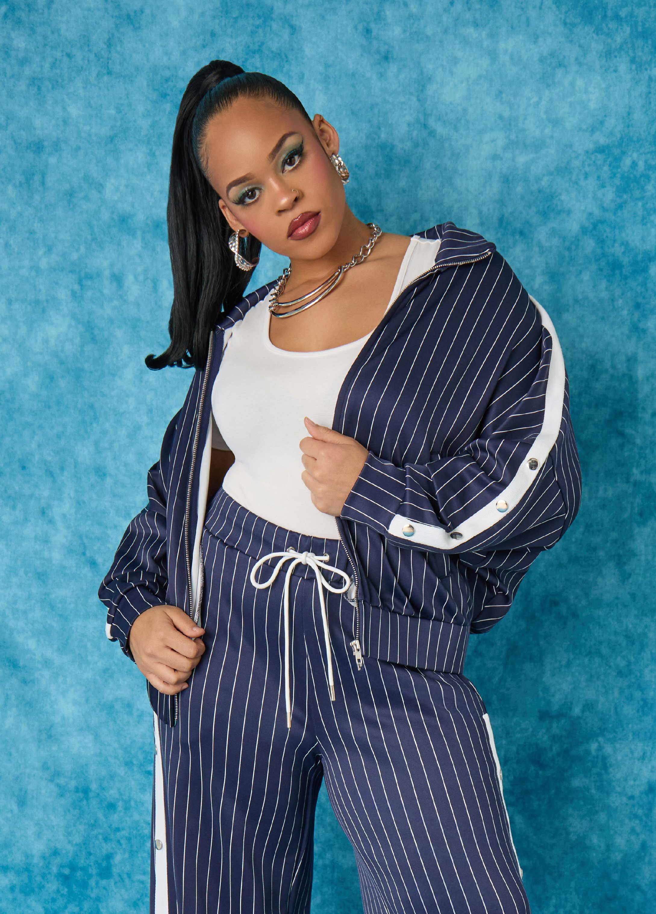 Pinstriped Track Jacket - Image 2