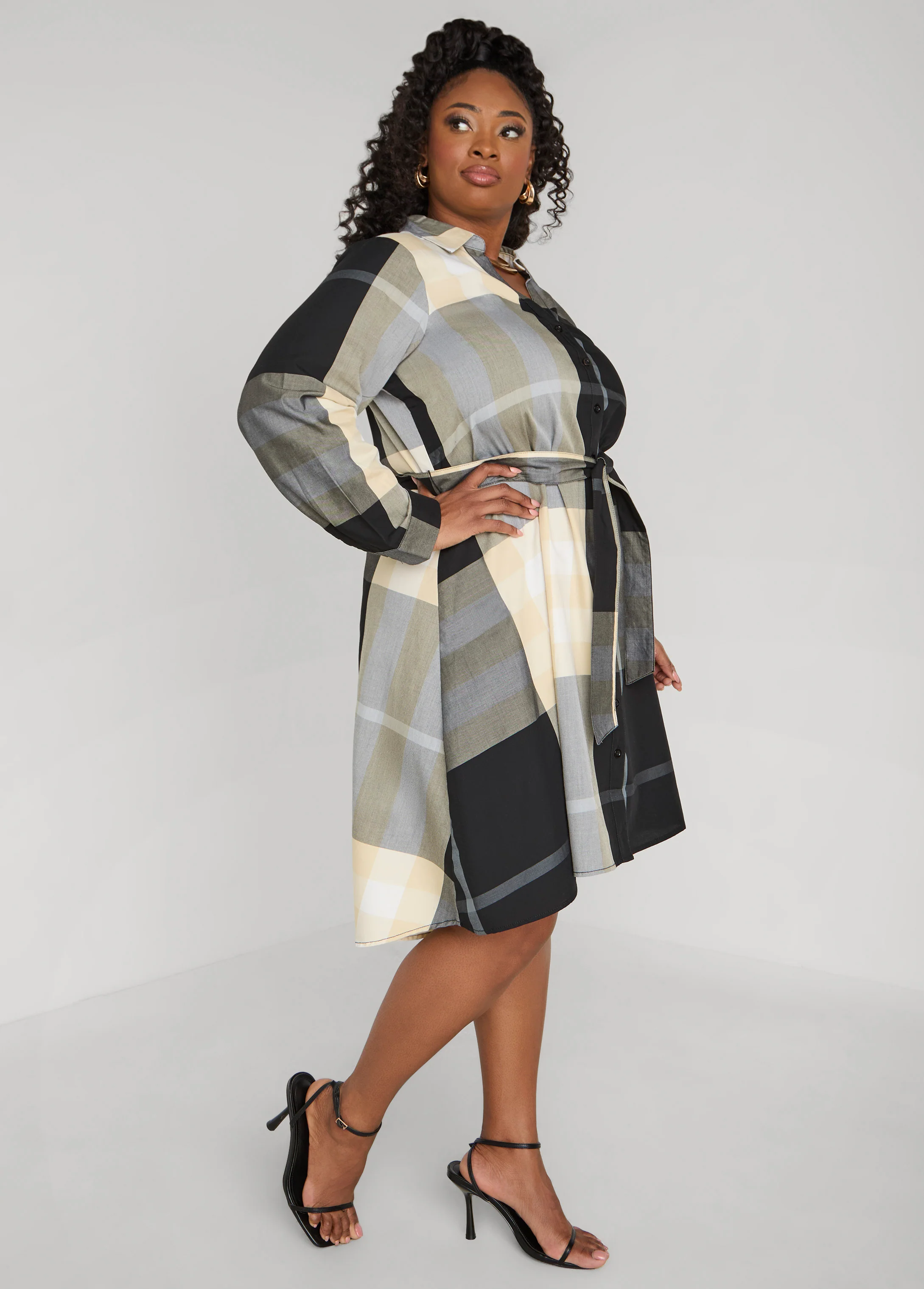 Plaid A Line Shirtdress - Image 3