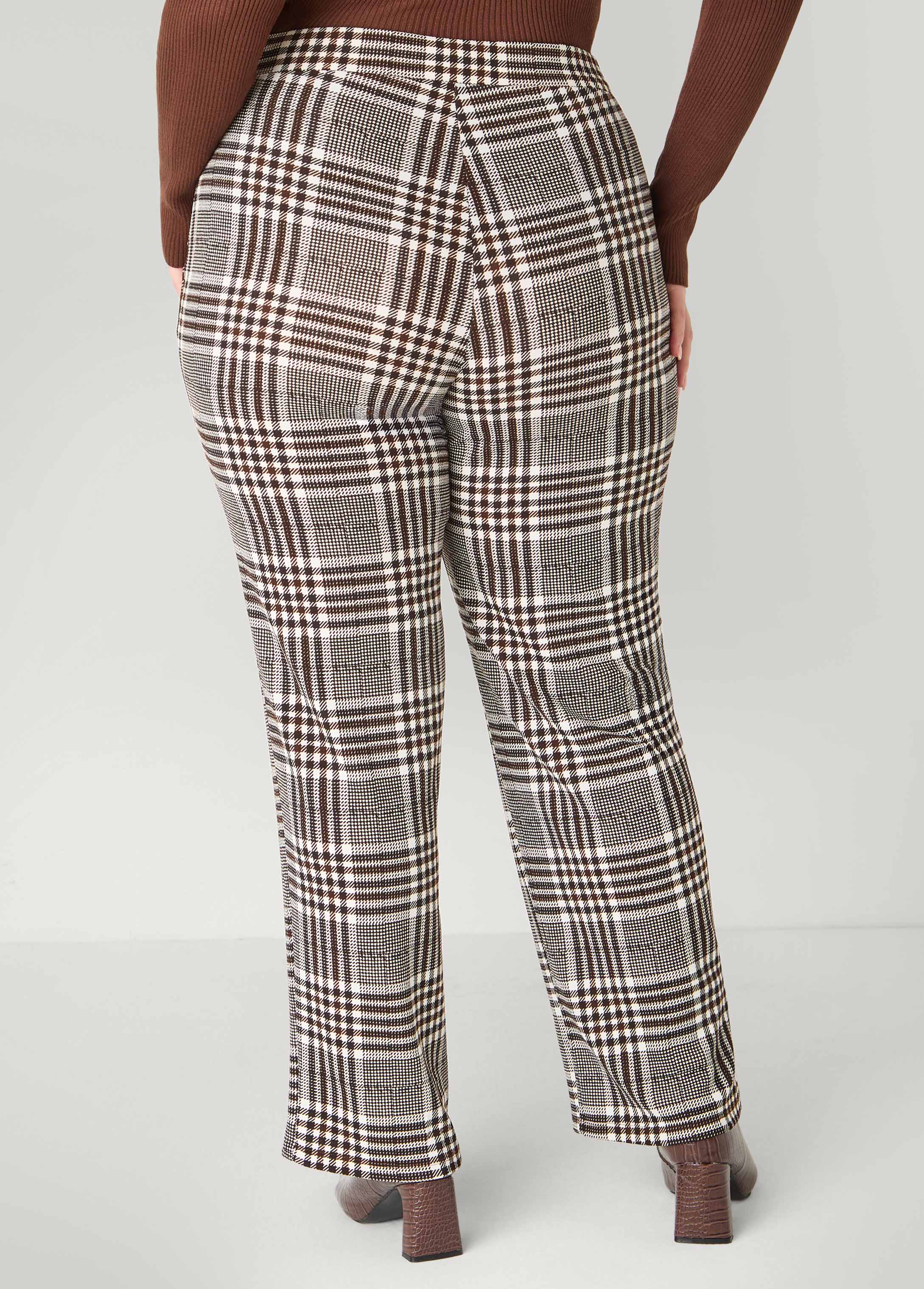 Textured Plaid Pull On Pants - Image 2