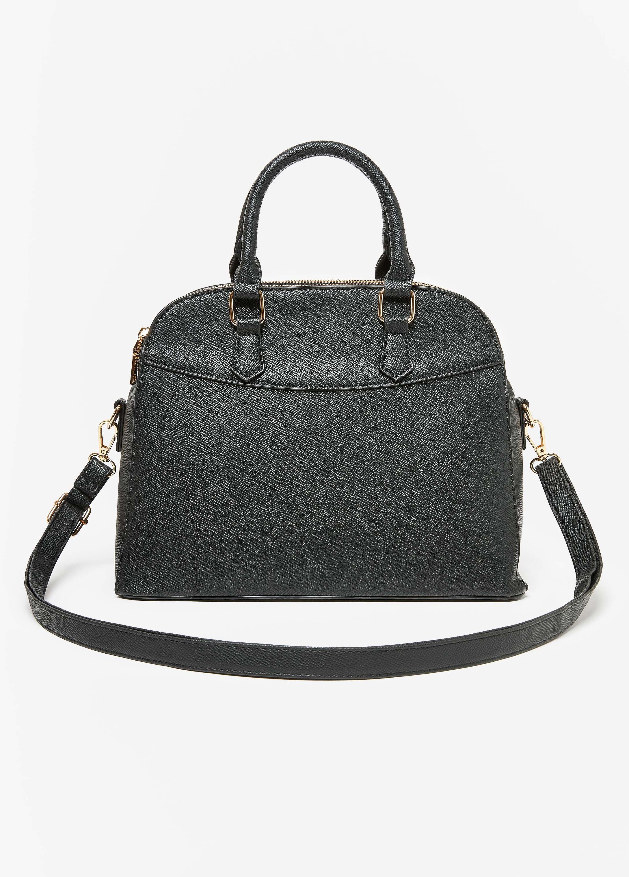 Textured Faux Leather Satchel - Image 3