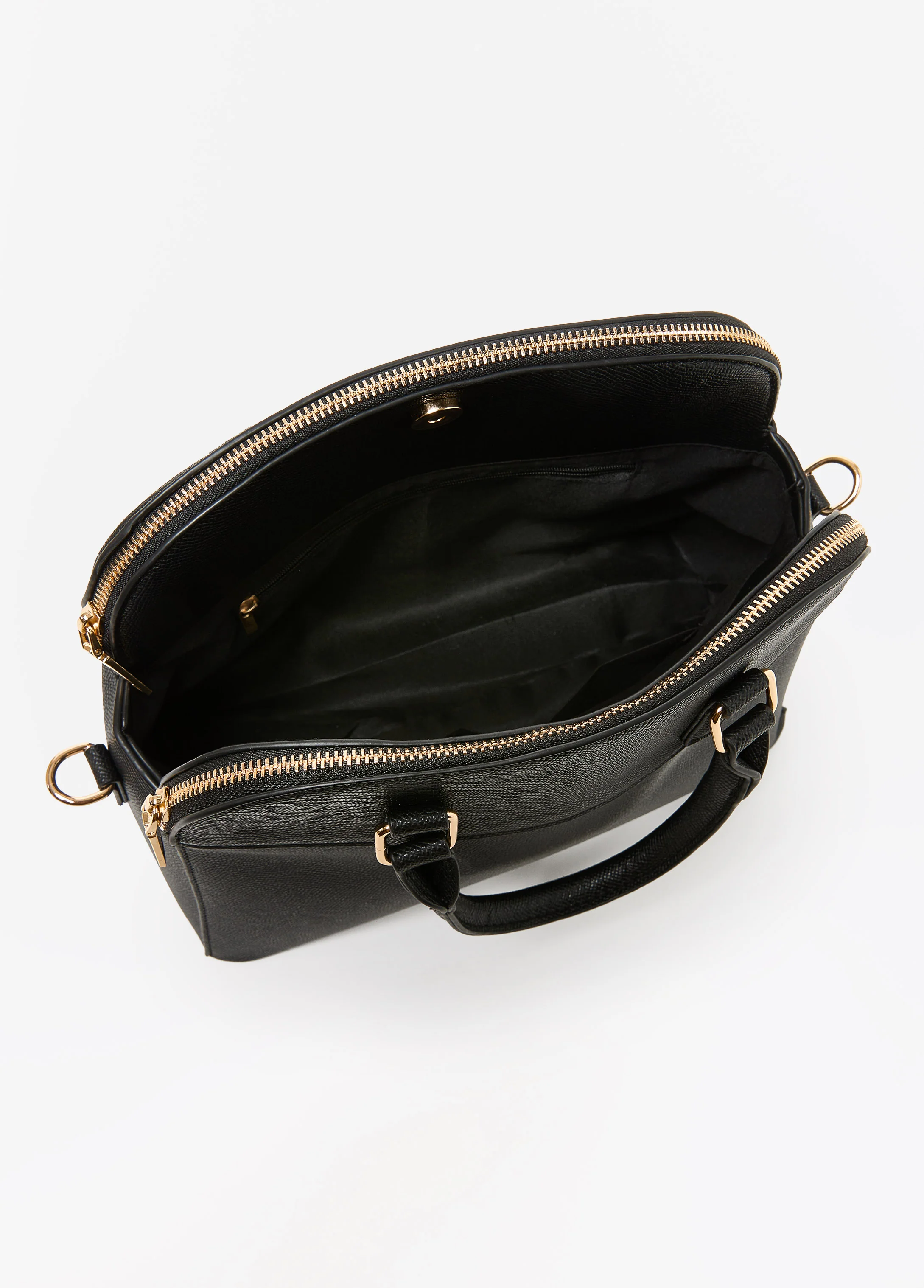 Textured Faux Leather Satchel - Image 4