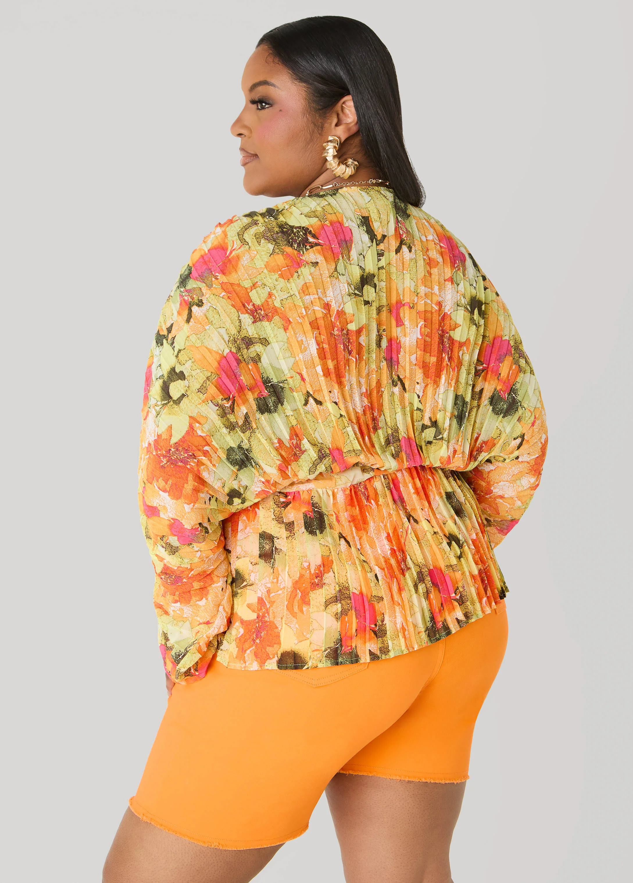 Pleated Floral Print Blouse - Image 2