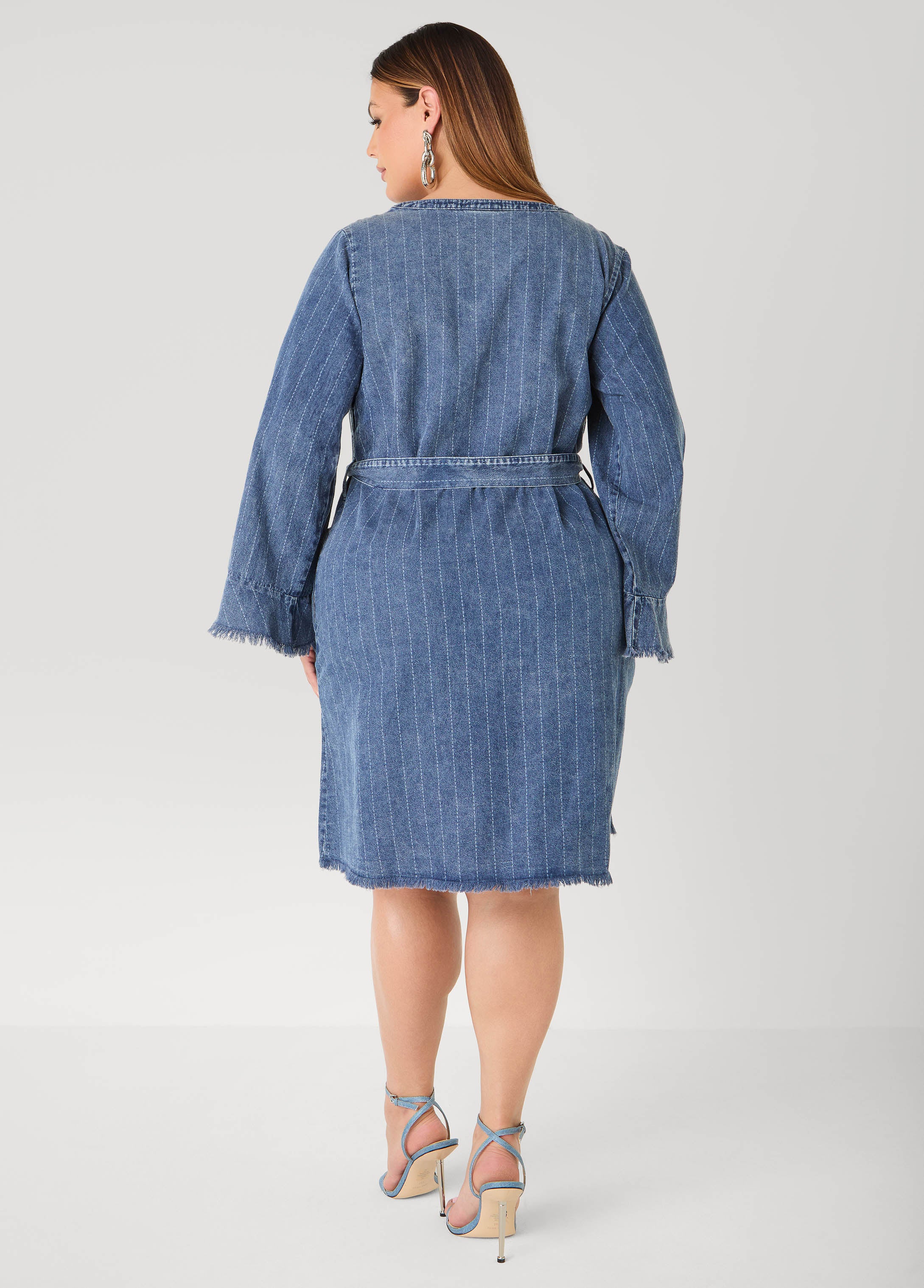 Striped Denim Shirtdress - Image 6