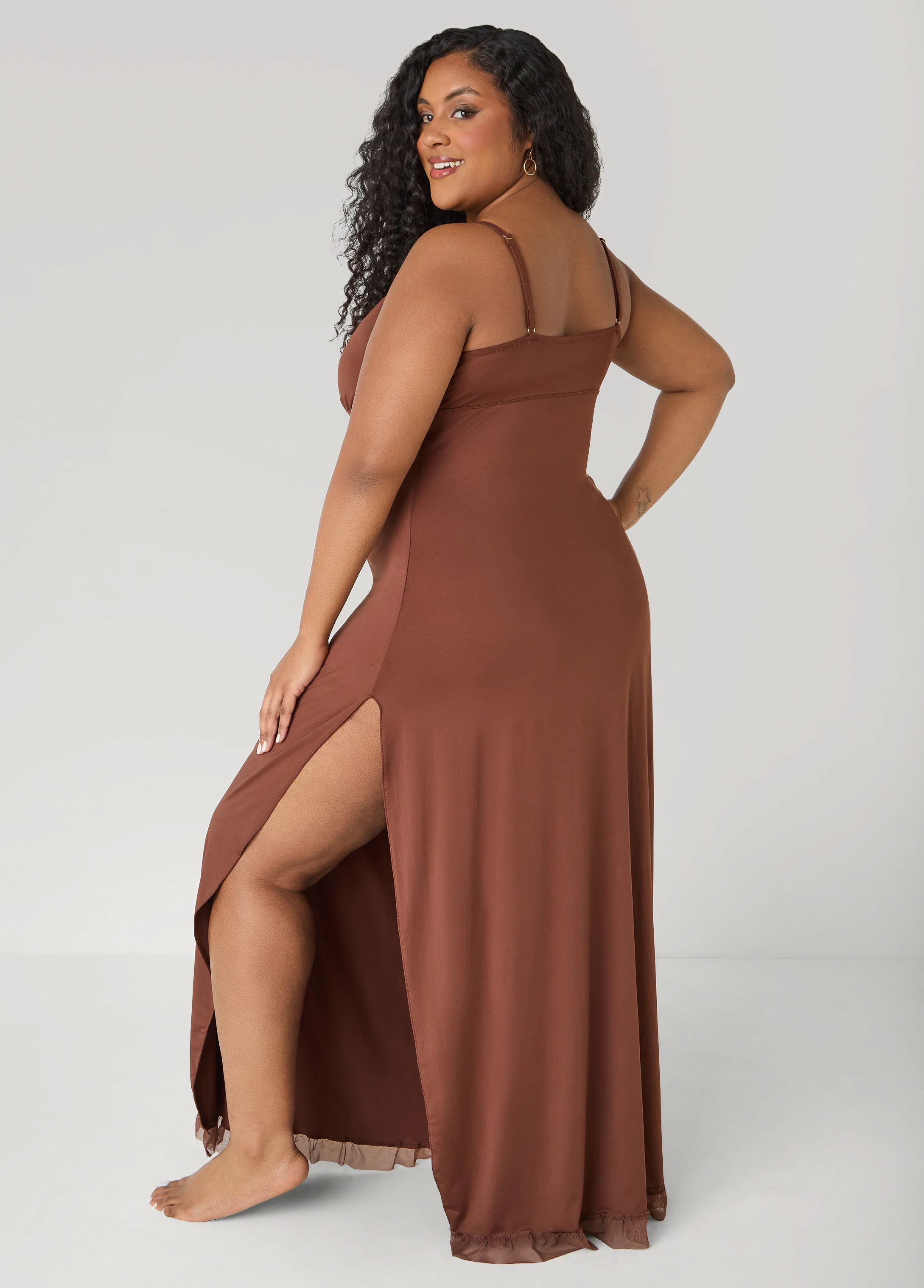 Lace And Mesh Trimmed Nightgown - Image 2