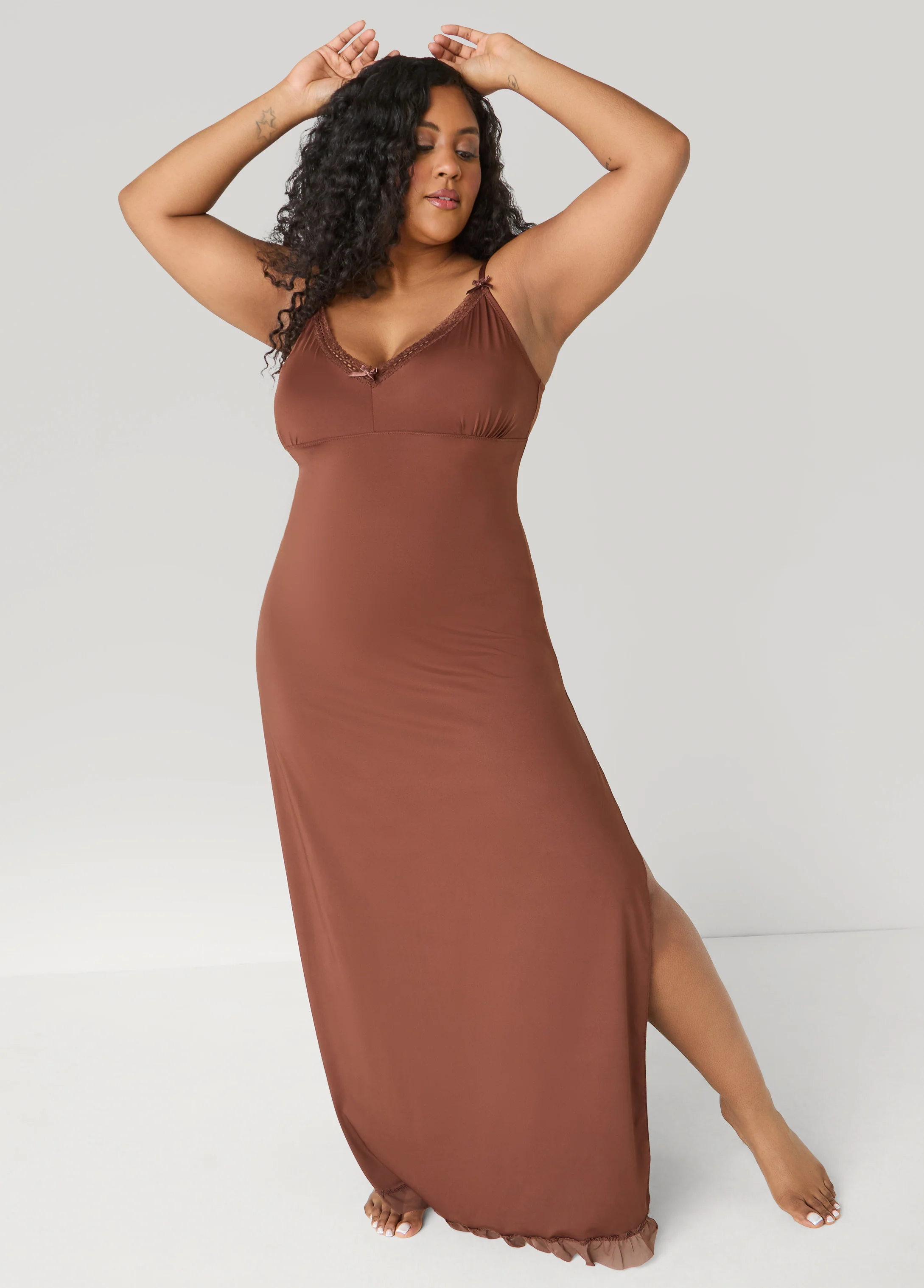 Lace And Mesh Trimmed Nightgown - Image 3