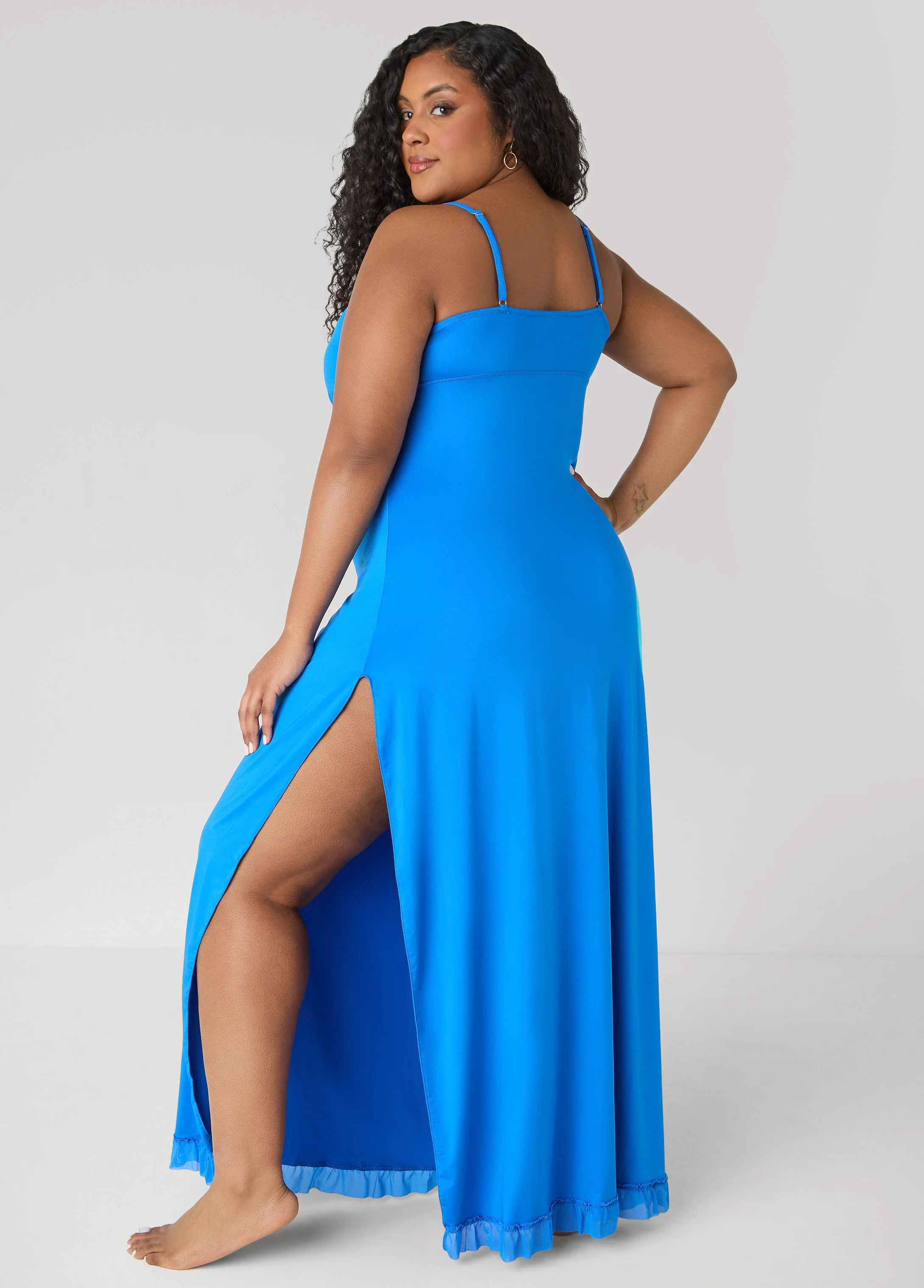 Mesh And Lace Trimmed Nightgown - Image 2