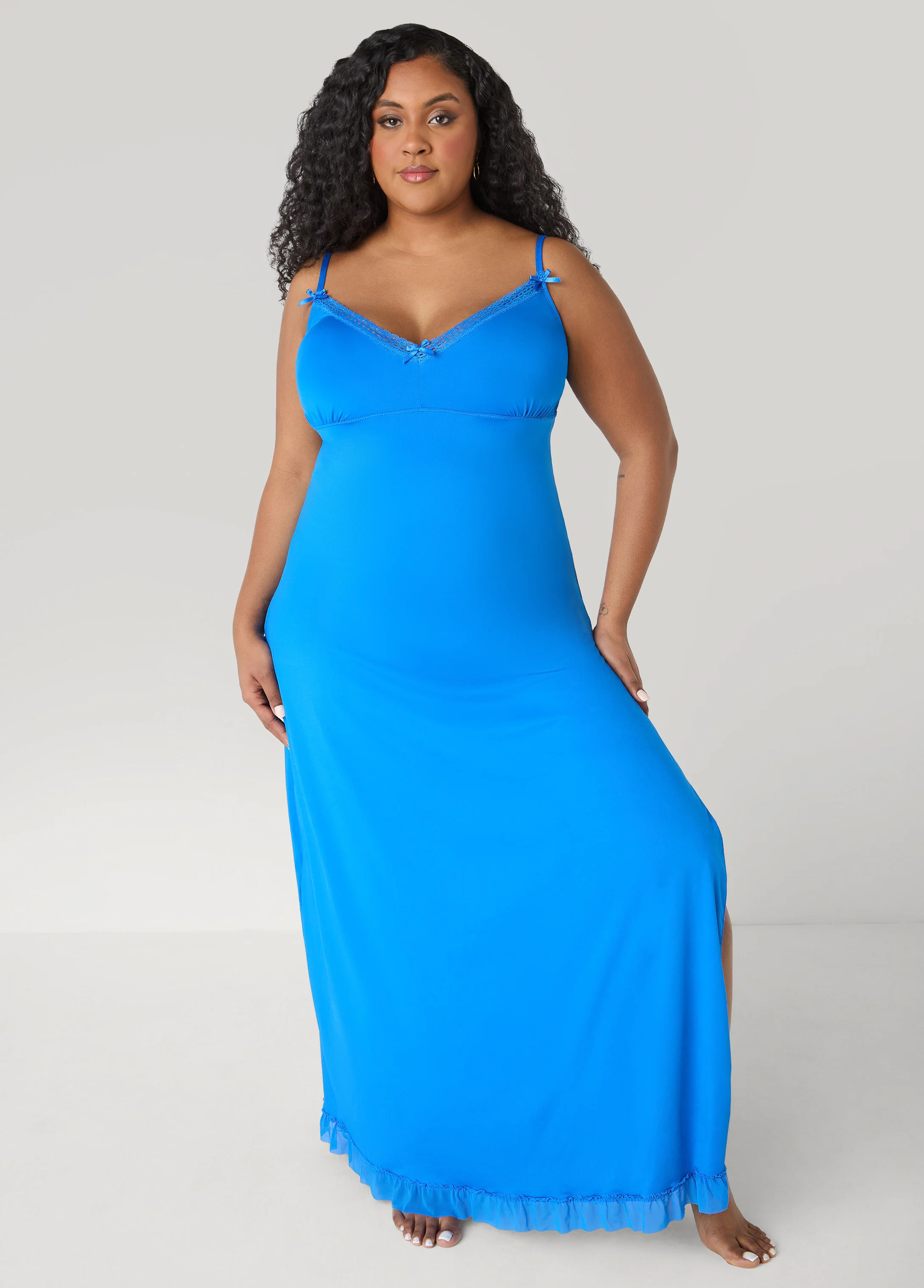 Mesh And Lace Trimmed Nightgown - Image 3