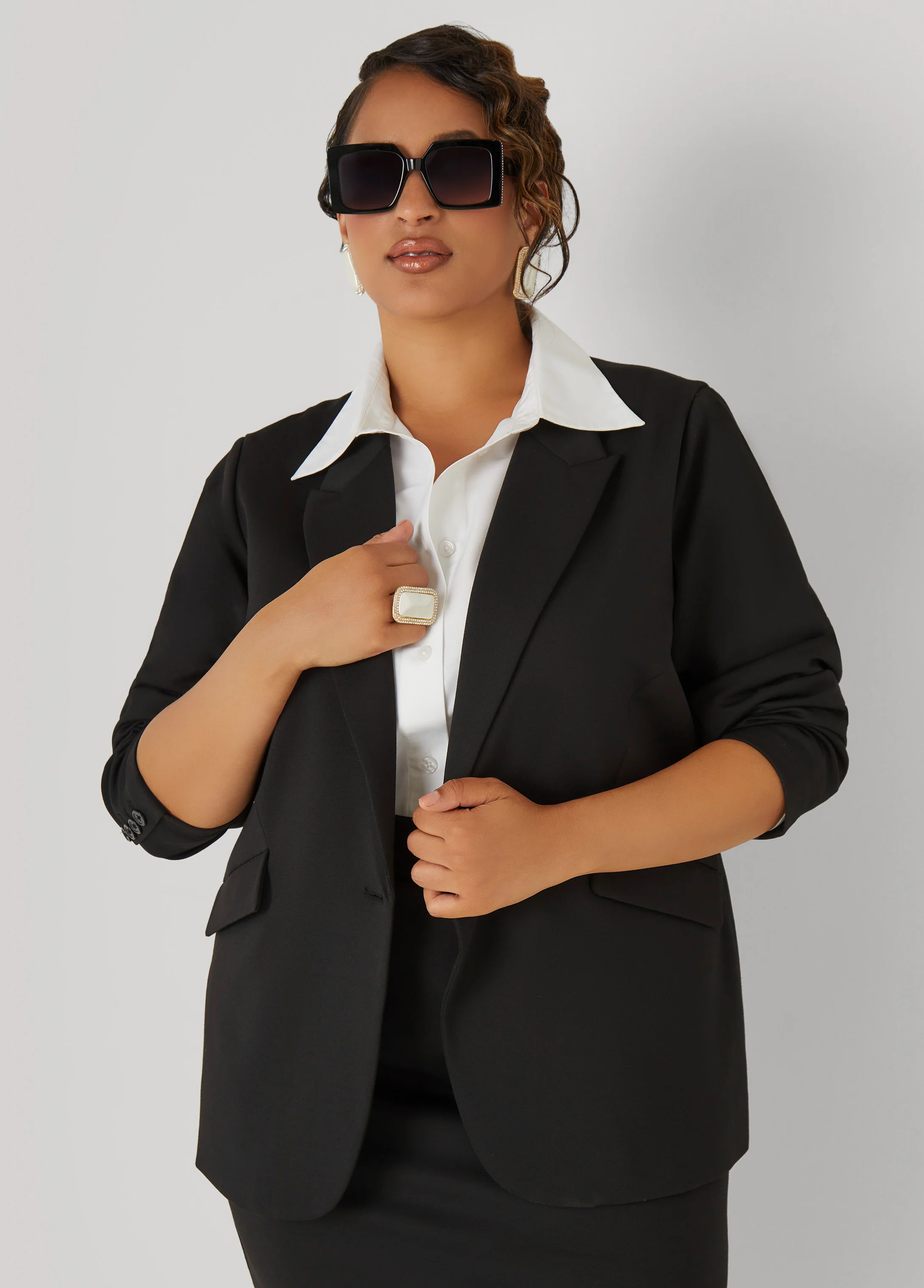 Button Front Ponte Blazer - Image 4