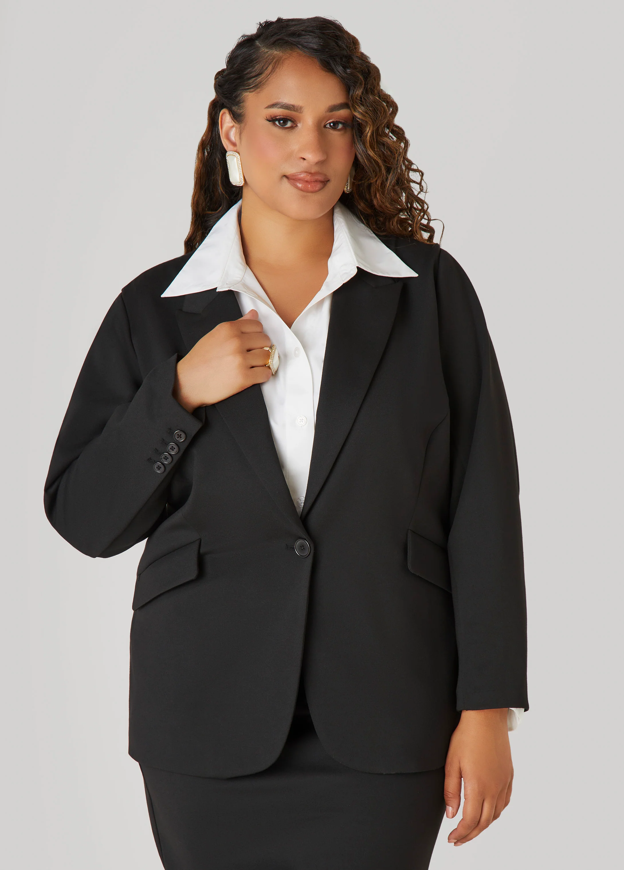 Button Front Ponte Blazer - Image 6