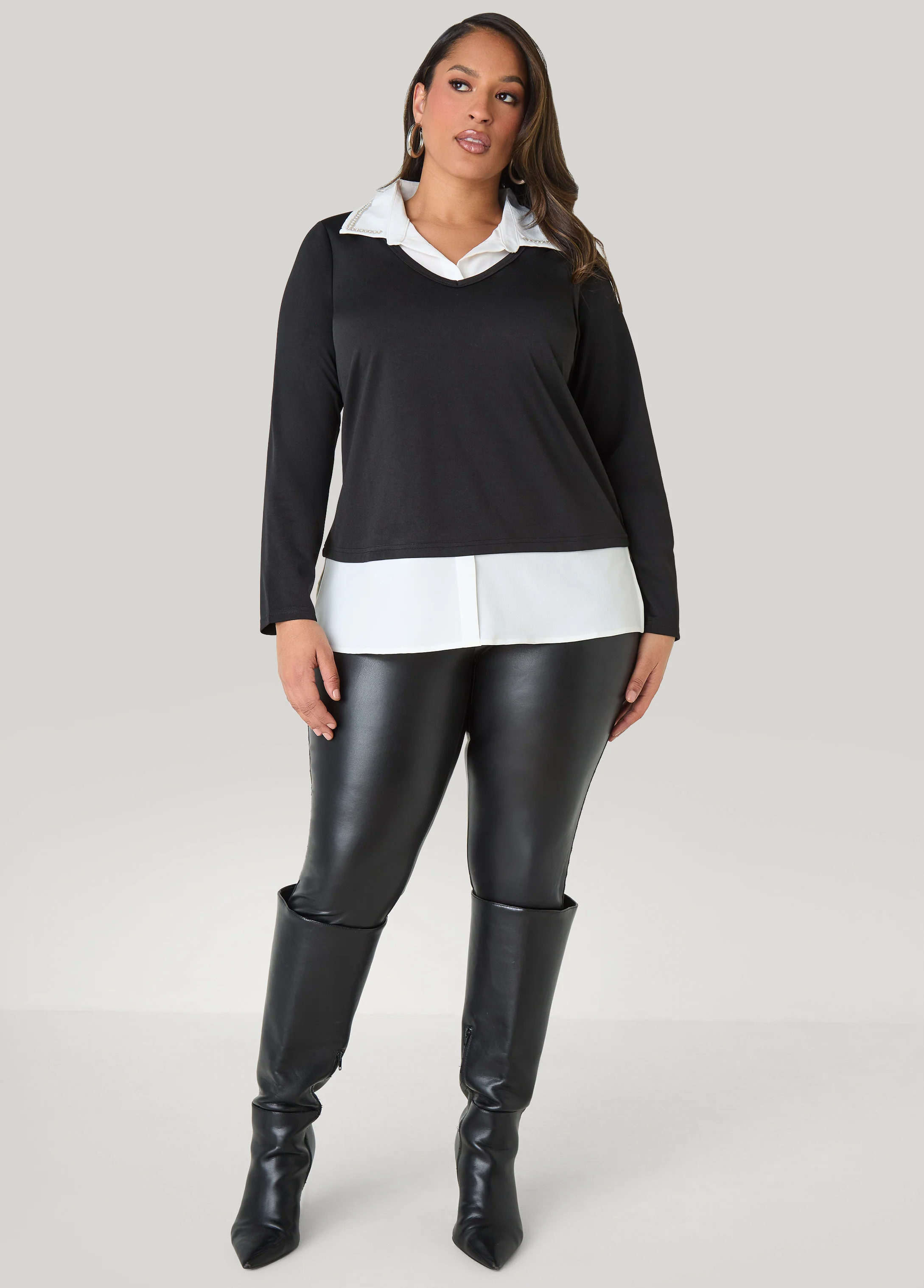 Paneled Faux Pearl Trimmed Top - Image 3