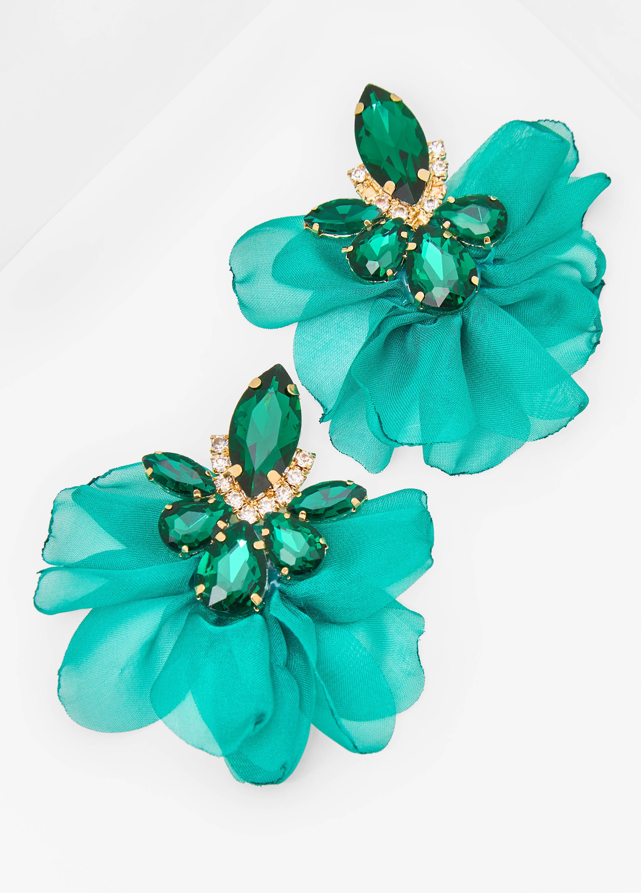 Teardrop Crystal Petal Earrings - Image 2
