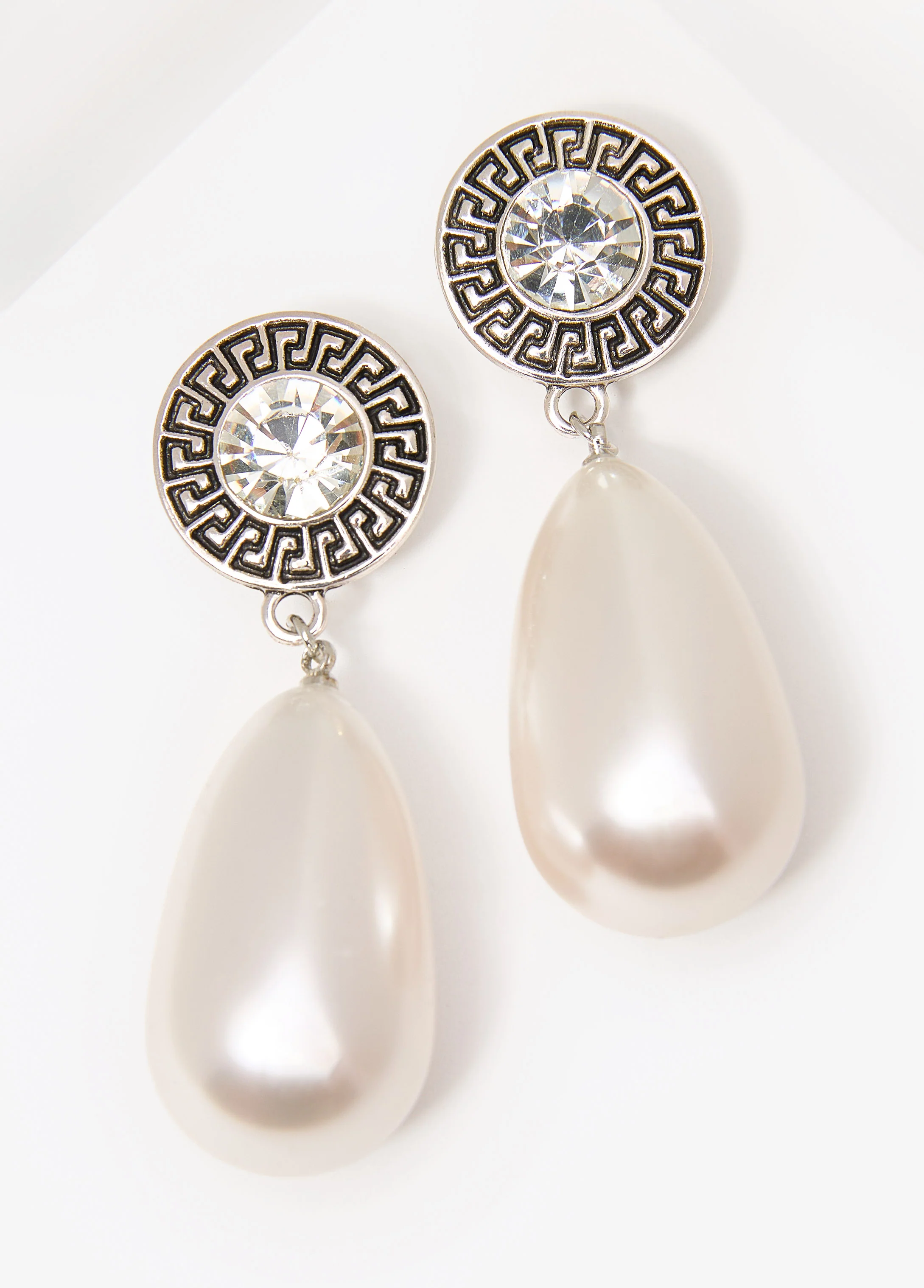 Faux Pearl Teardrop Earrings - Image 2