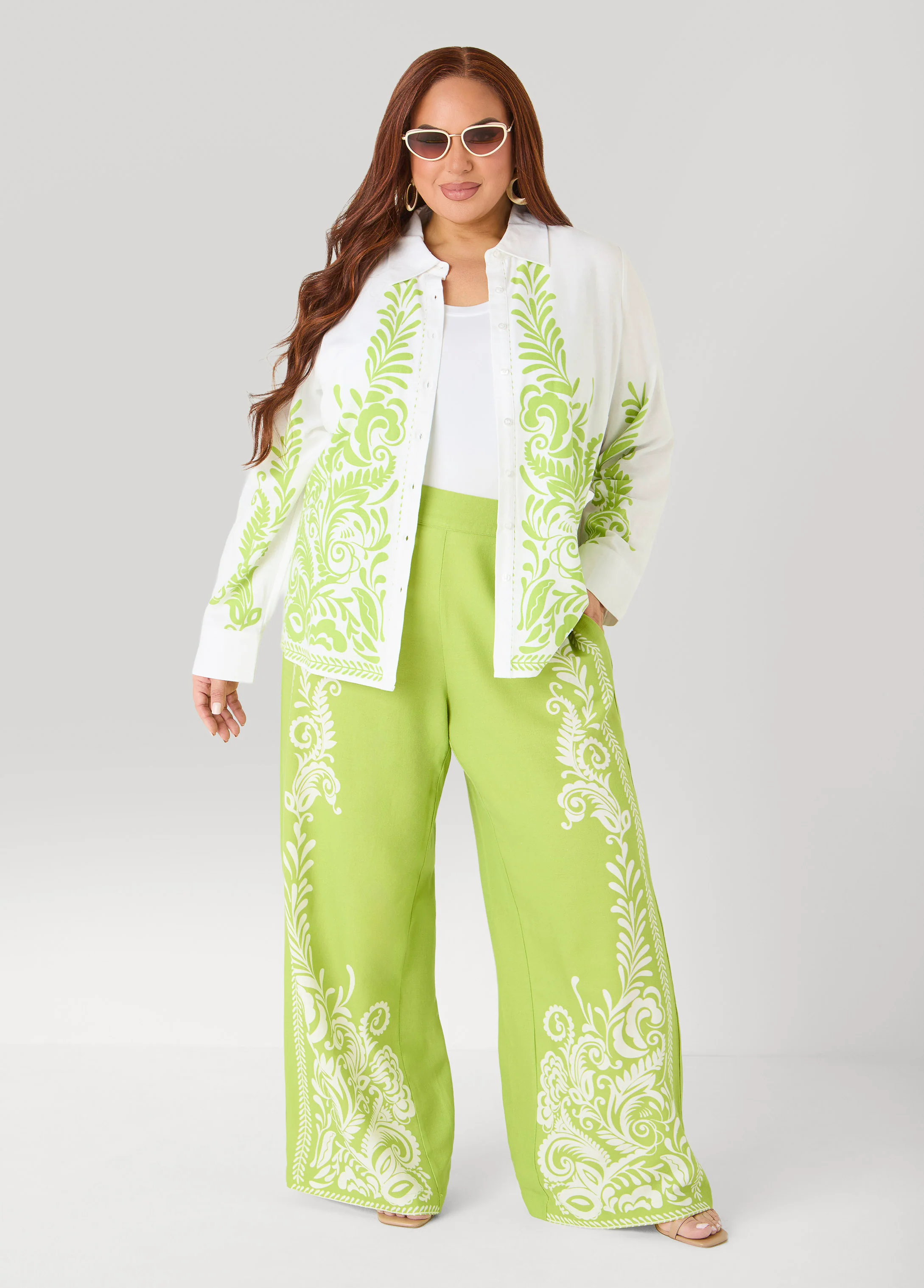 Leaf Print Linen Blend Shirt - Image 3