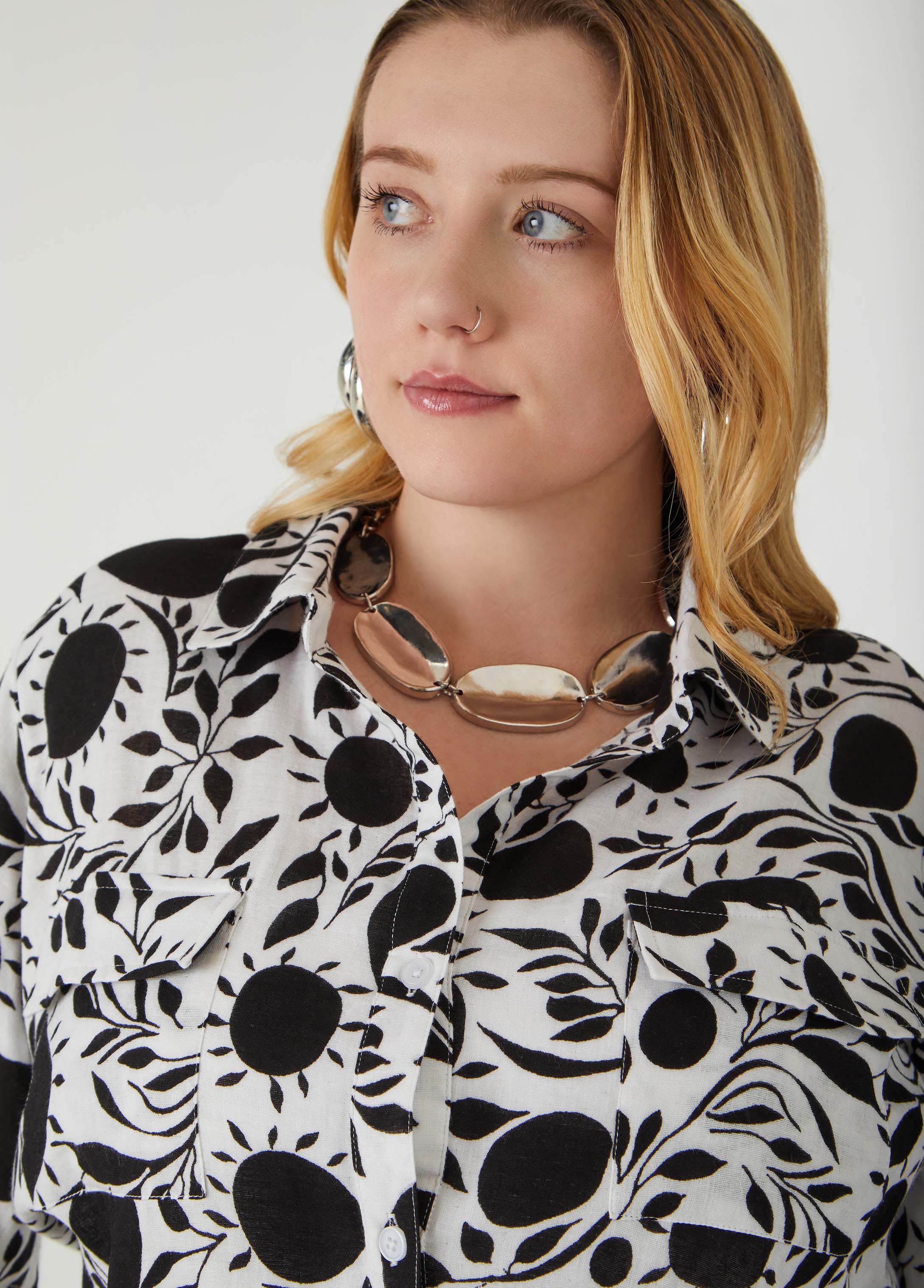Floral Tie Front Cotton Shirt - Image 4