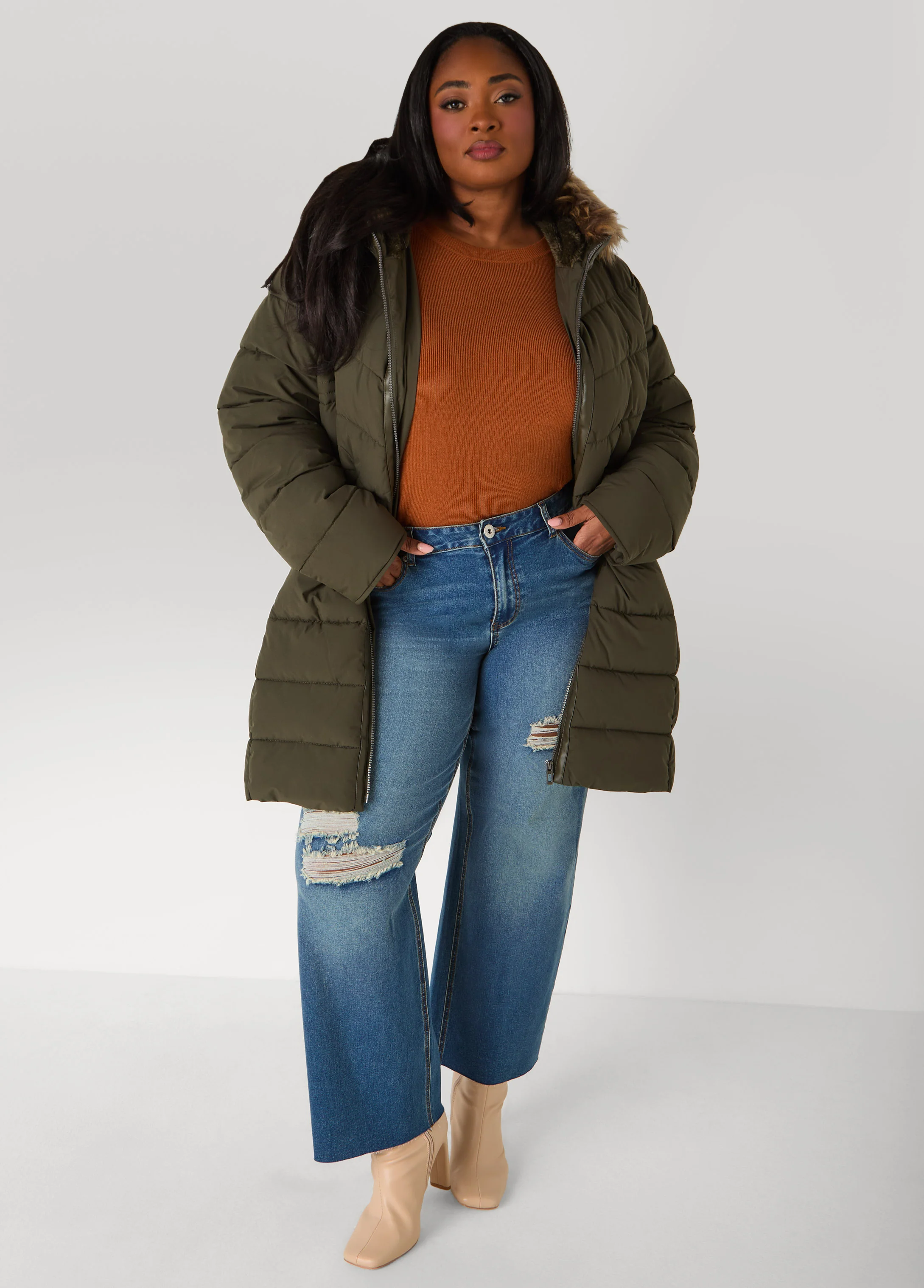 Faux Fur Trimmed Puffer Coat - Image 5