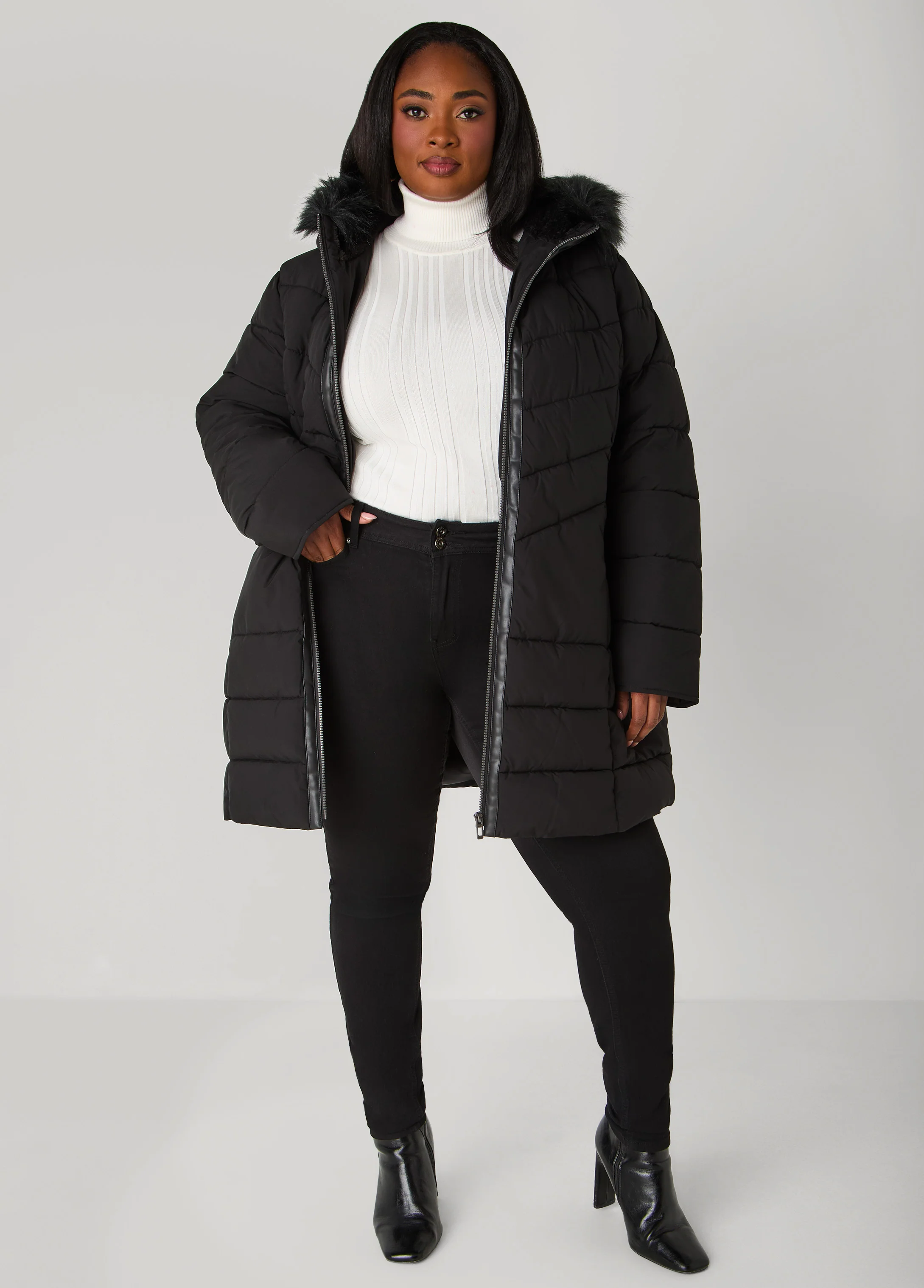 Faux Fur Trimmed Puffer Coat - Image 6