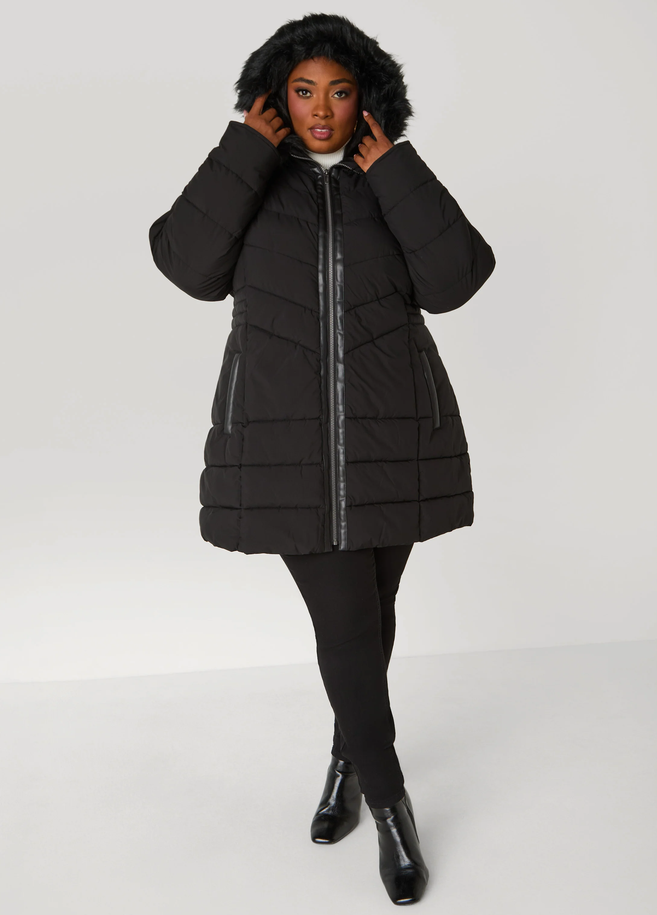 Faux Fur Trimmed Puffer Coat - Image 9