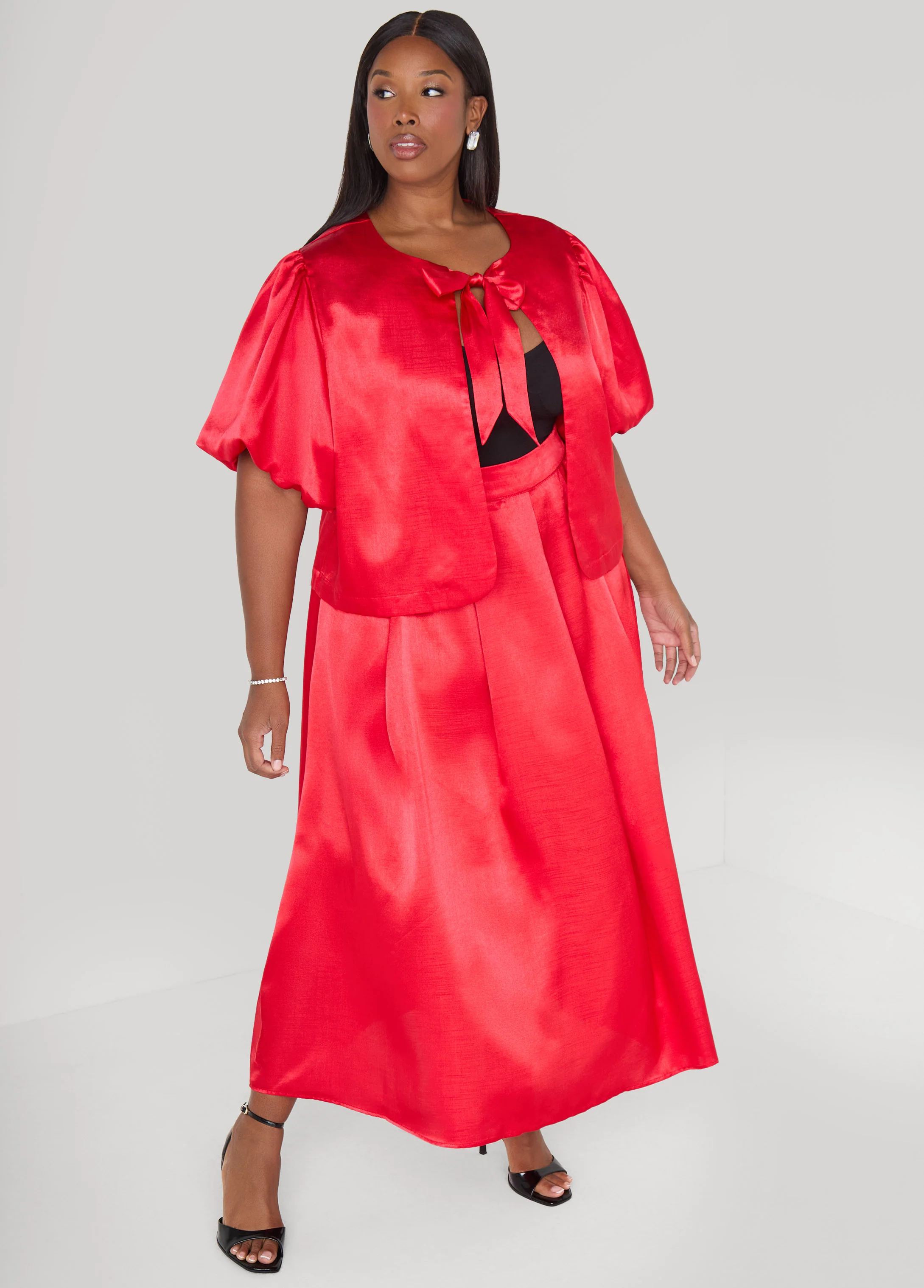 Puff Sleeved Tie Front Top - Image 4