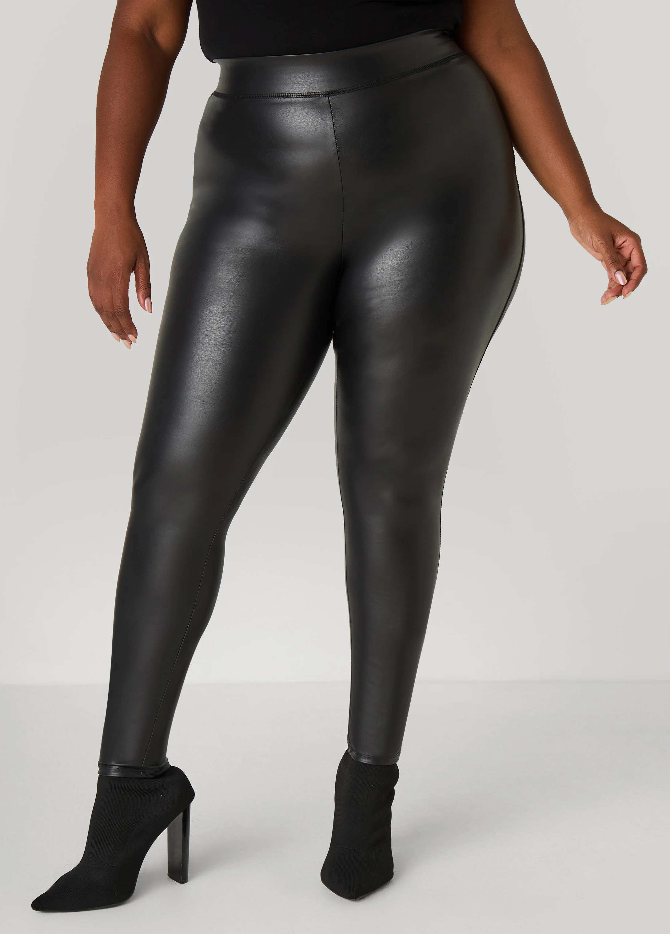 Faux Stretch Leather Leggings - Image 5