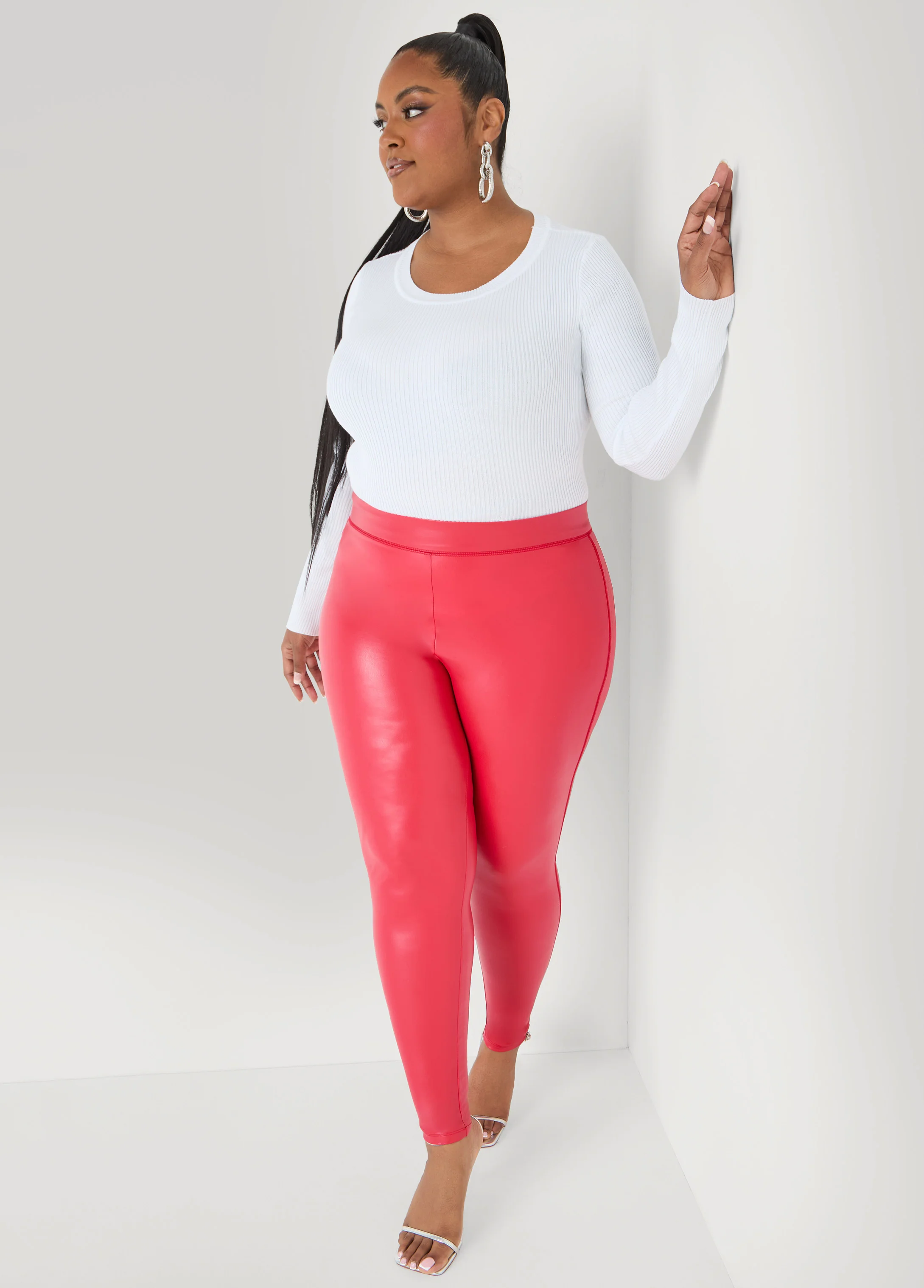 Faux Leather High Waist Leggings - Image 2