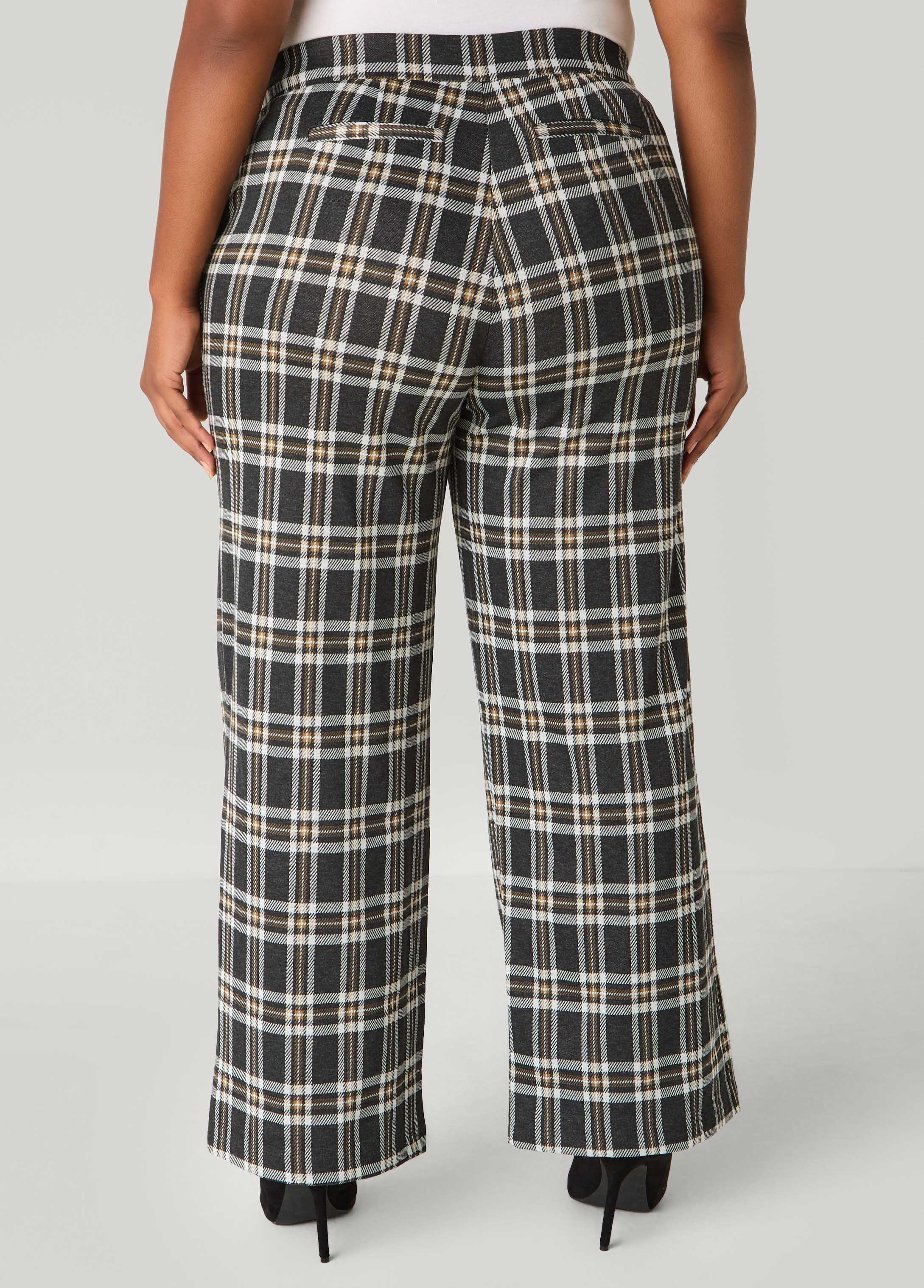 Plaid Pull On Wide Leg Pants - Image 2