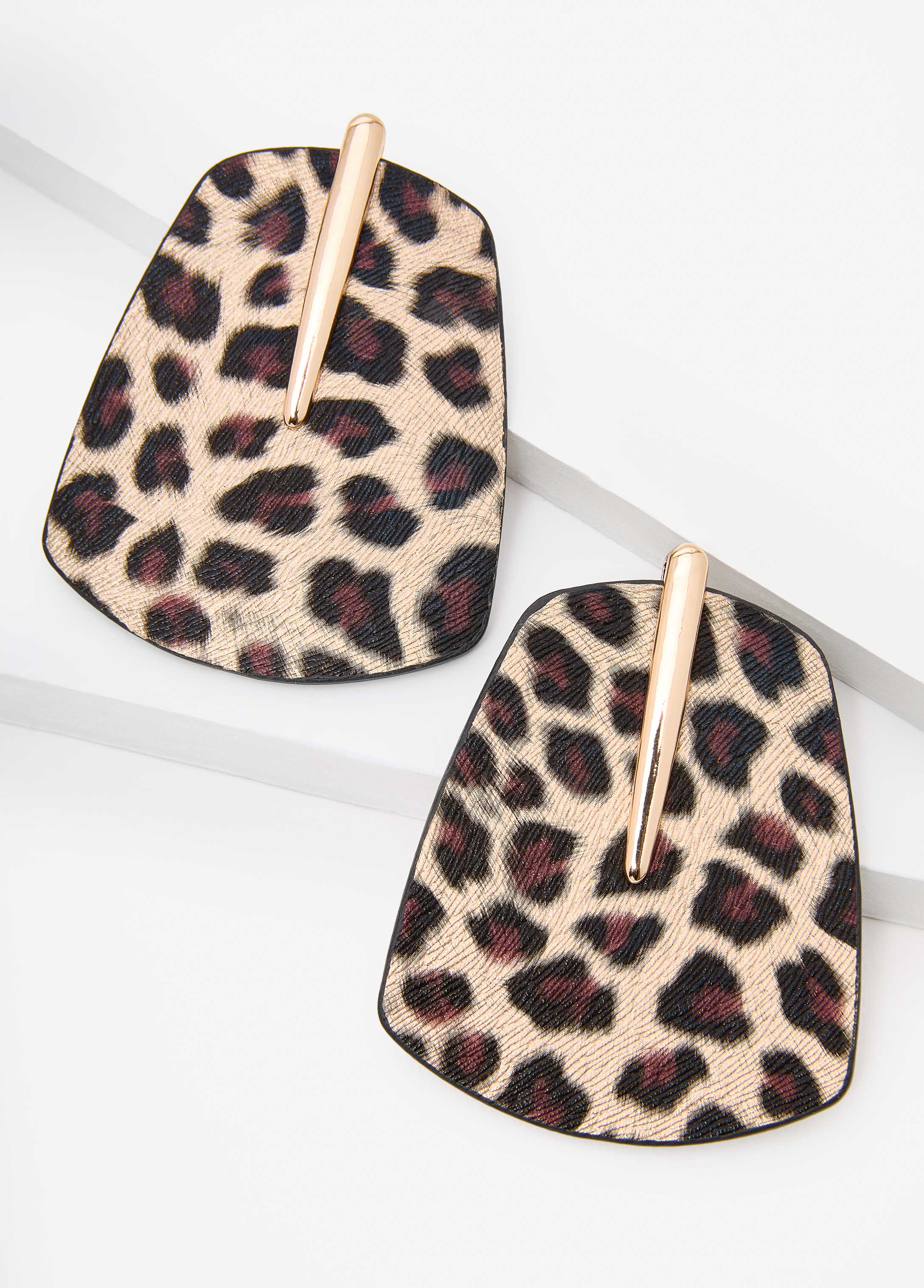 Animal Print Faux Leather Earrings - Image 2