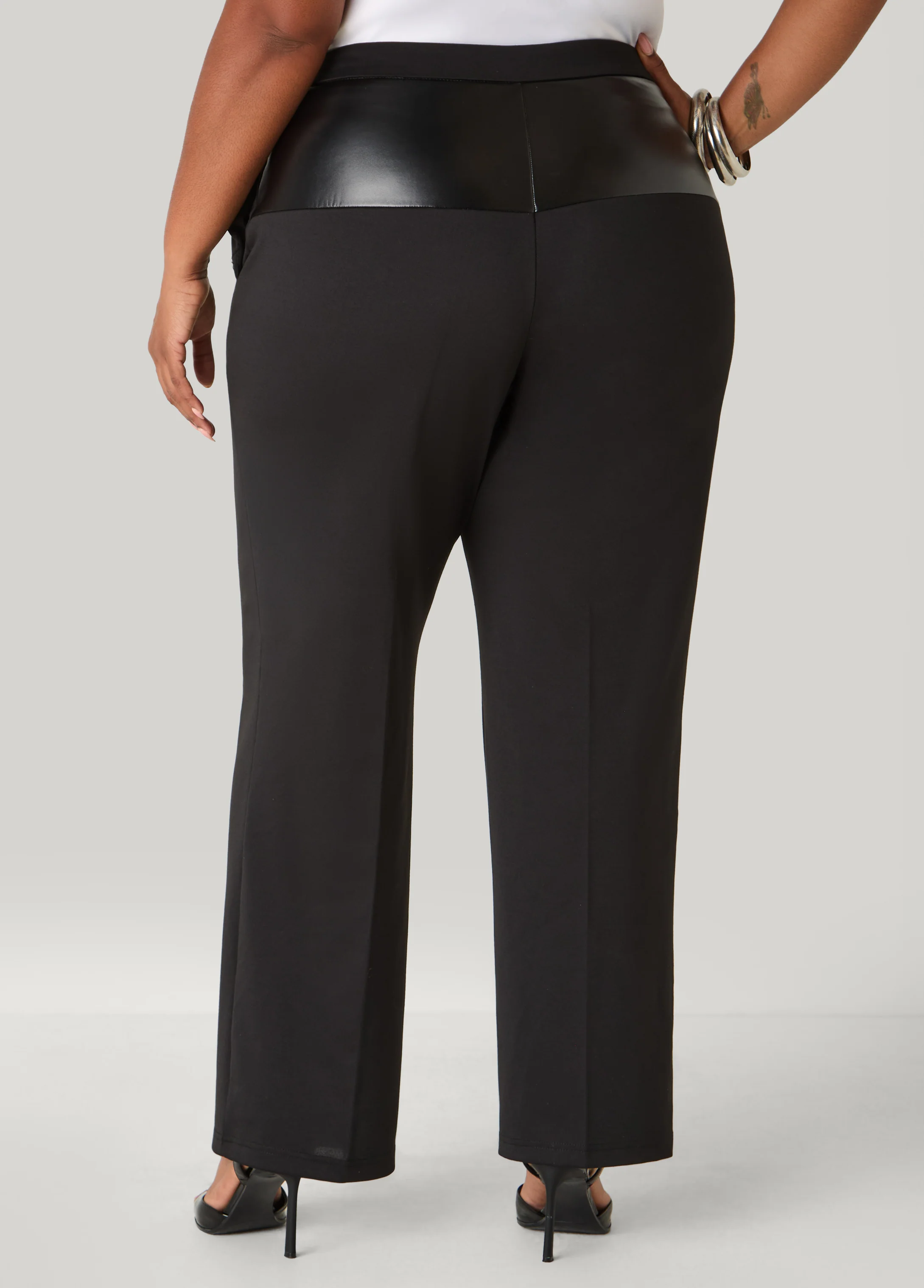 Faux Leather Paneled Trousers - Image 2
