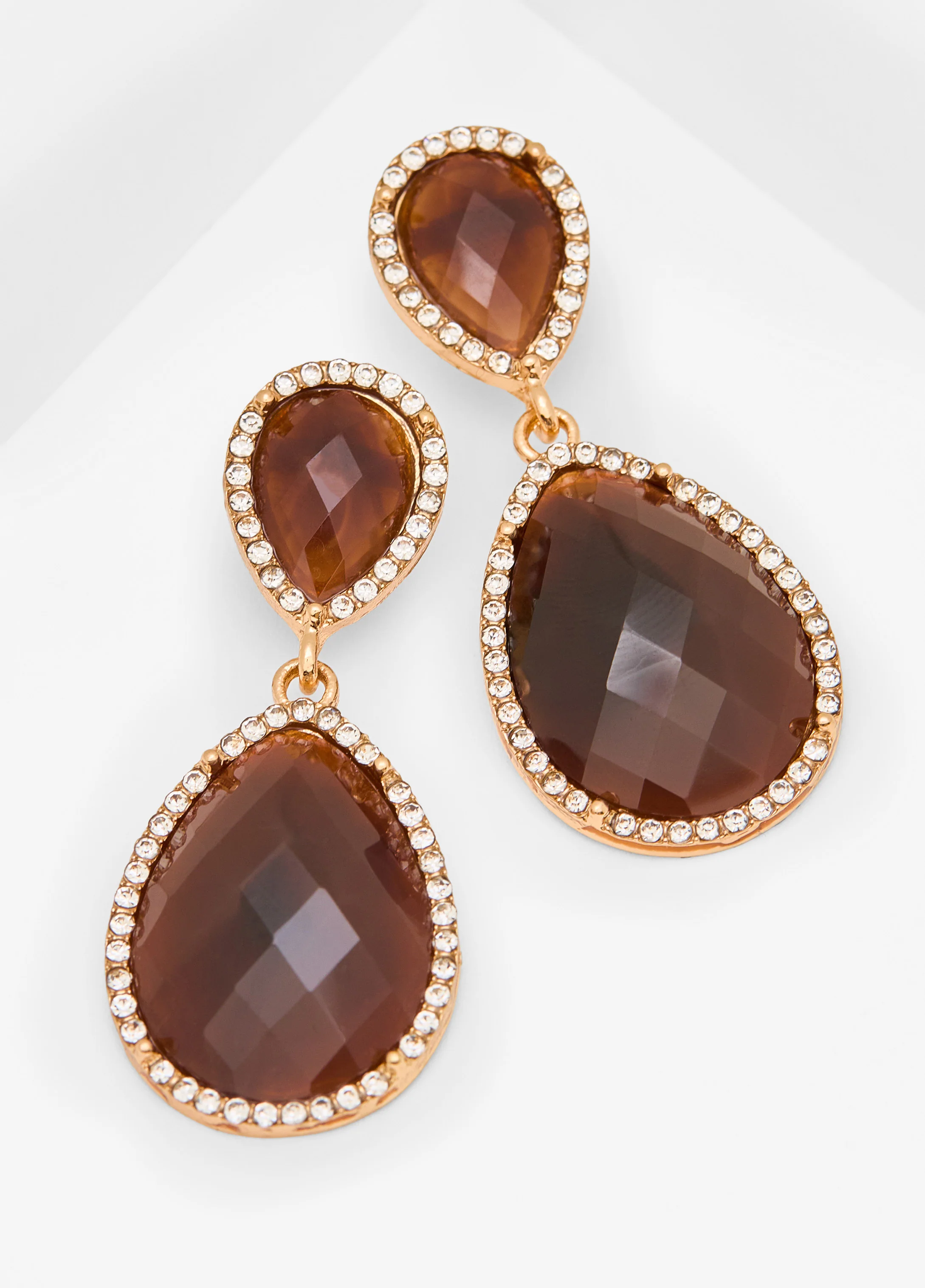 Tiered Teardrop Crystal Earrings - Image 2