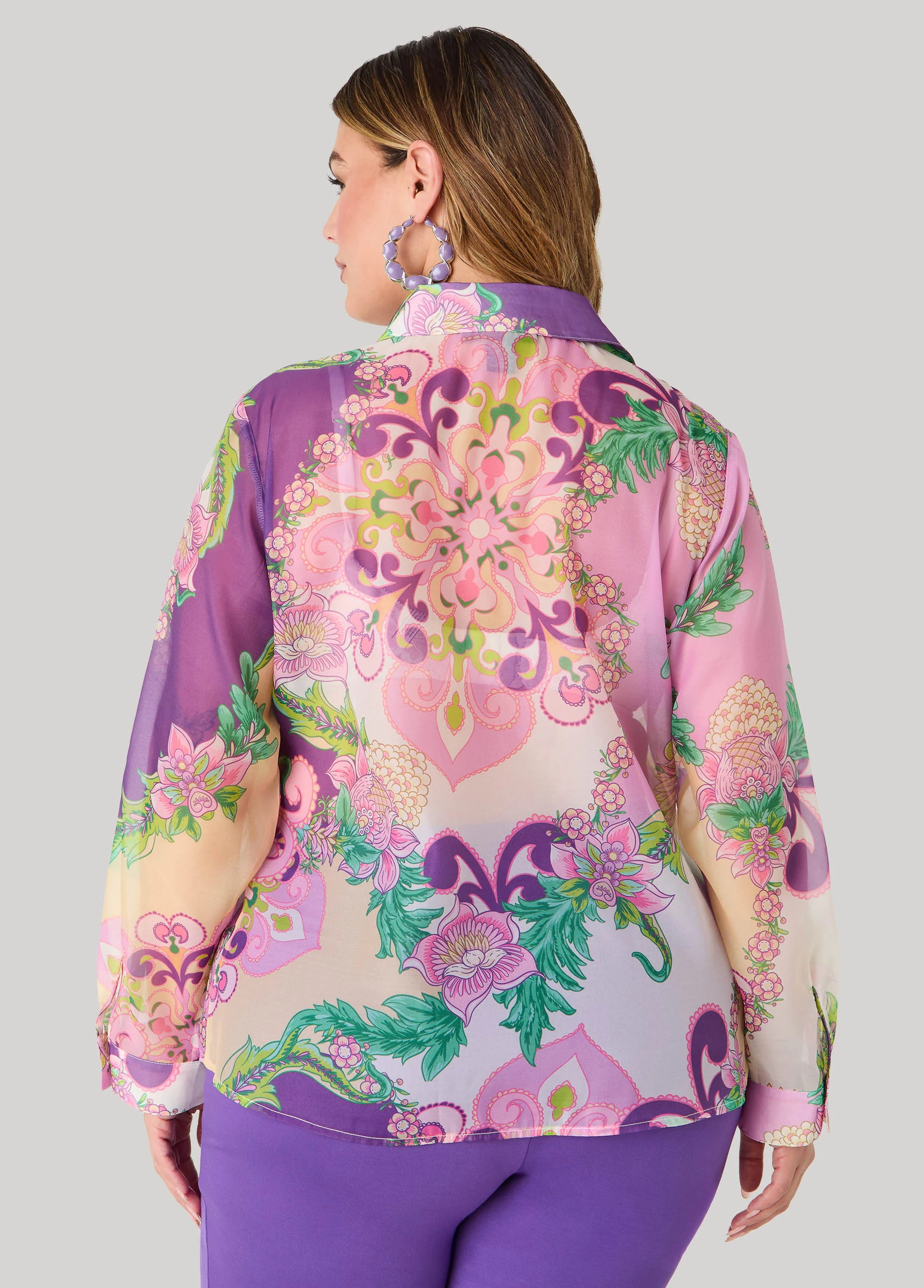 Floral Print Organza Shirt - Image 2